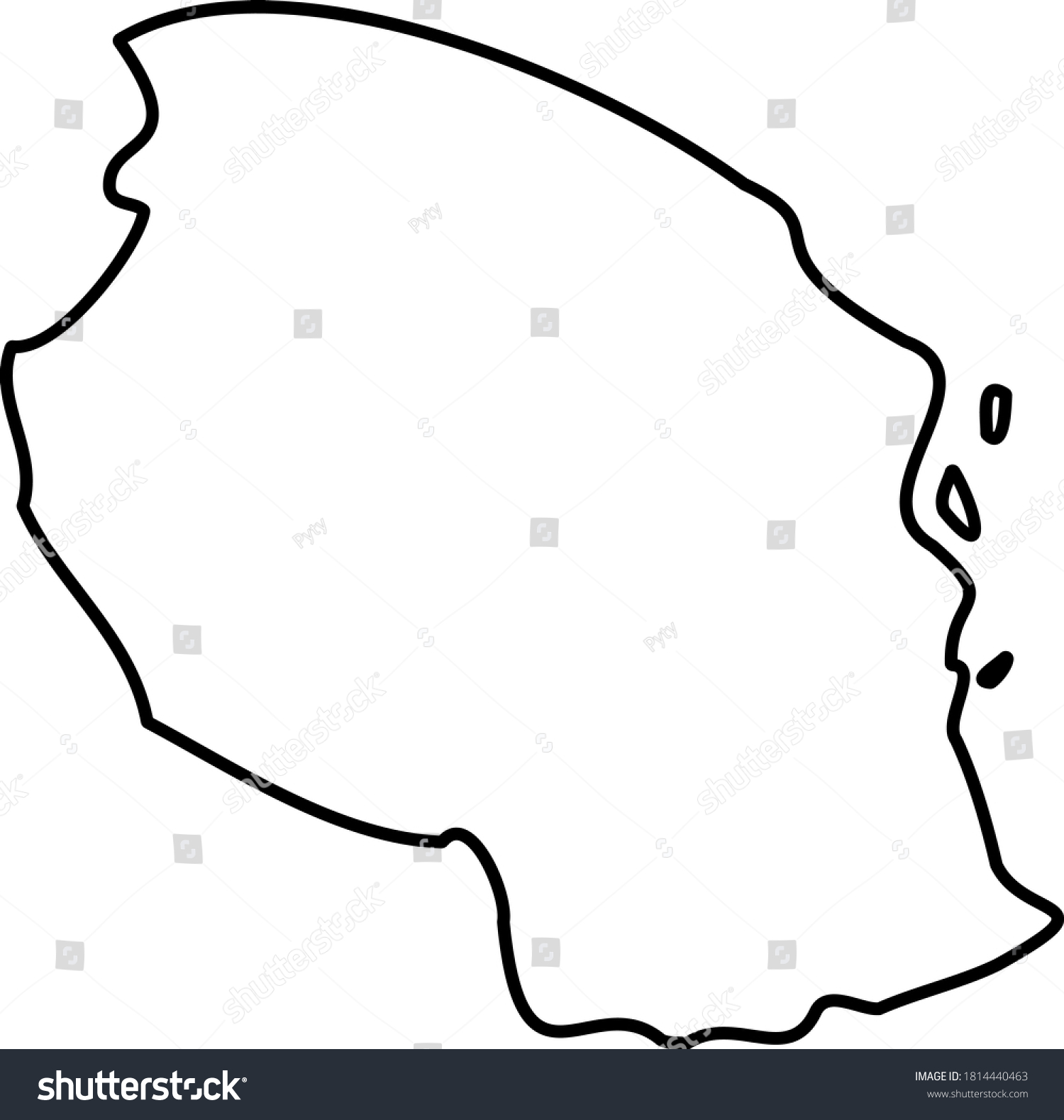 Tanzania Solid Black Outline Border Map Of Royalty Free Stock Vector 1814440463 