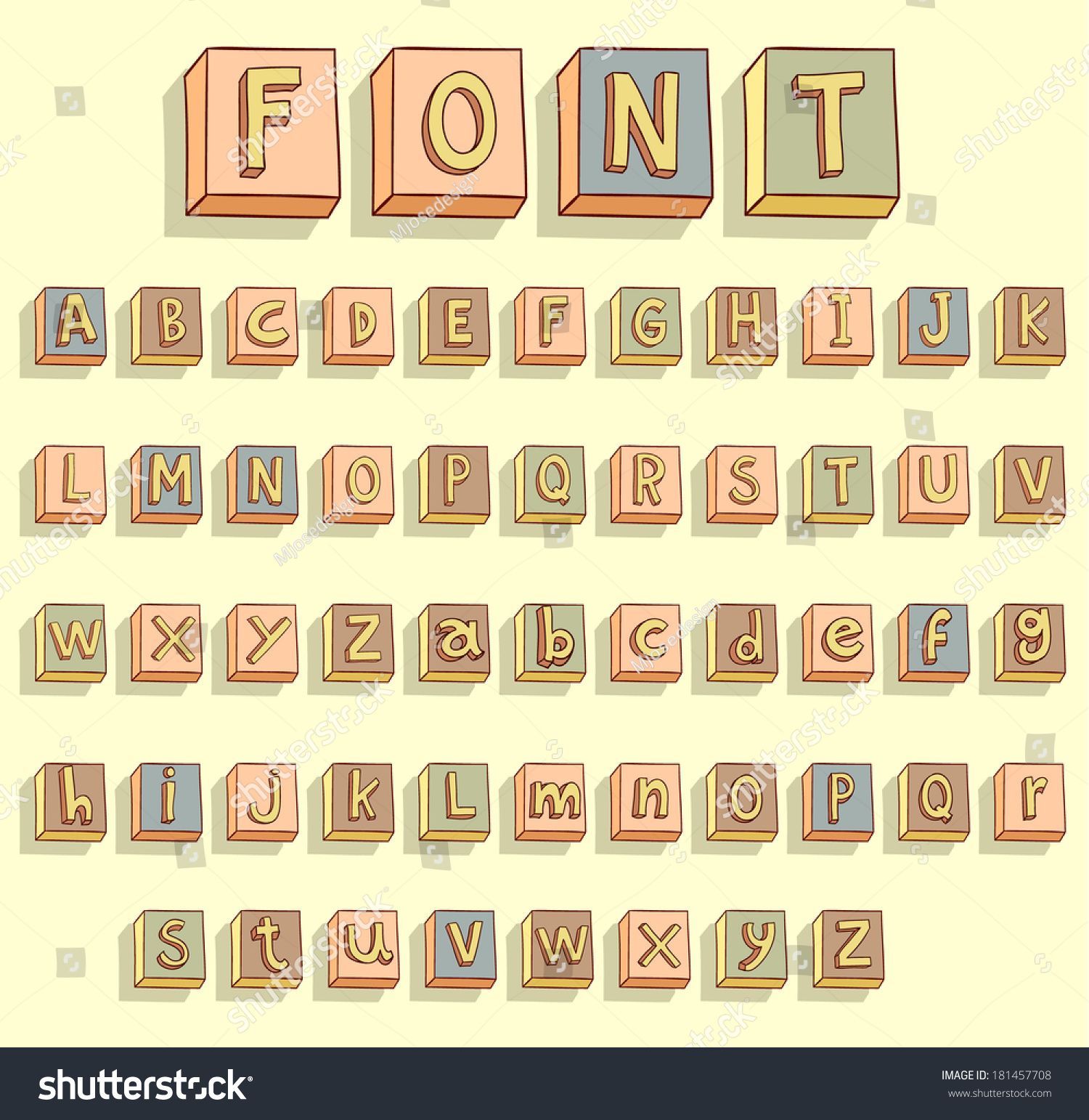 Vector Alphabet Font Alphabet A Through Z Royalty Free Stock Vector 181457708