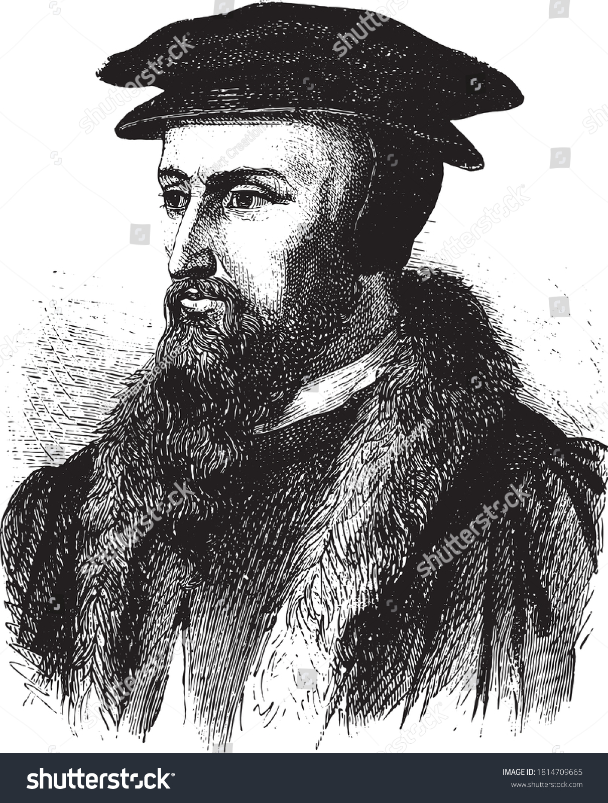John Calvin of France, Vintage engraving. From Popular France, 1869. #1814709665