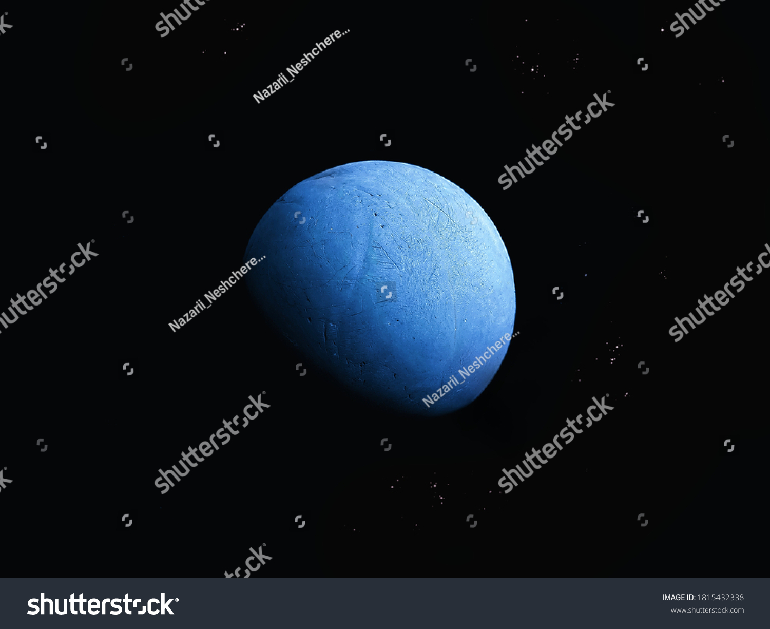 Blue planet with water and atmosphere in space with stars. #1815432338
