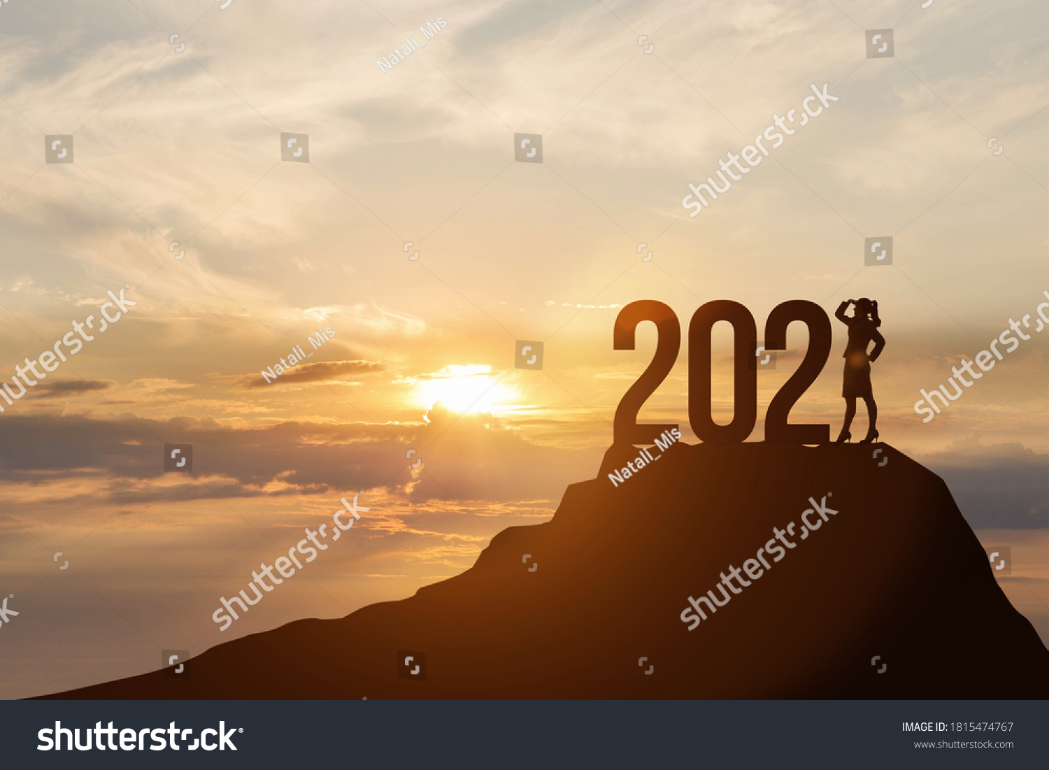 Concept of New Year 2021 and business development. #1815474767