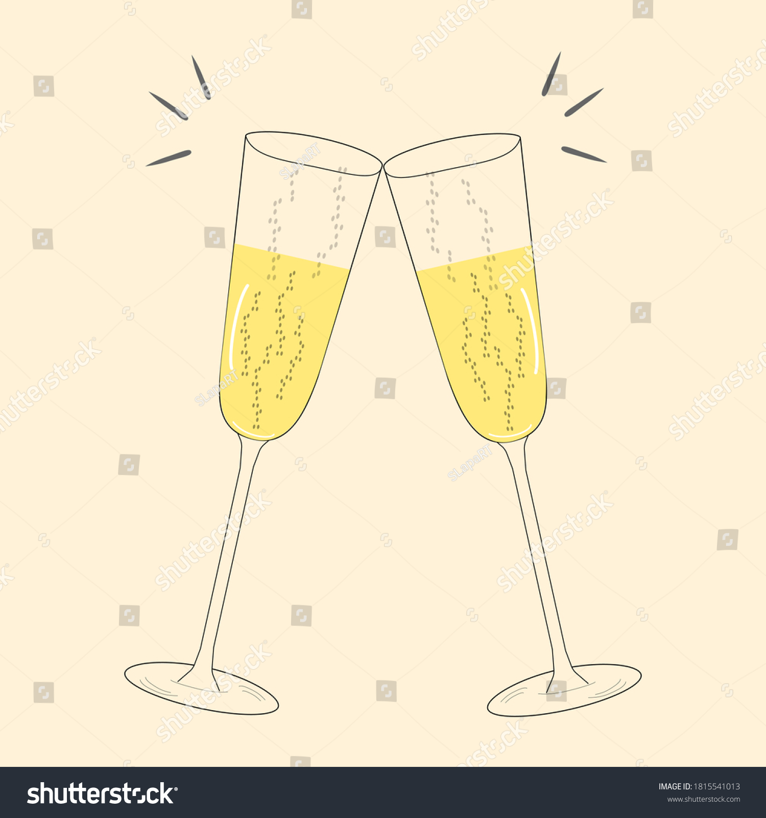 Two Sparkling Glasses Of Champagne On A Beige Royalty Free Stock