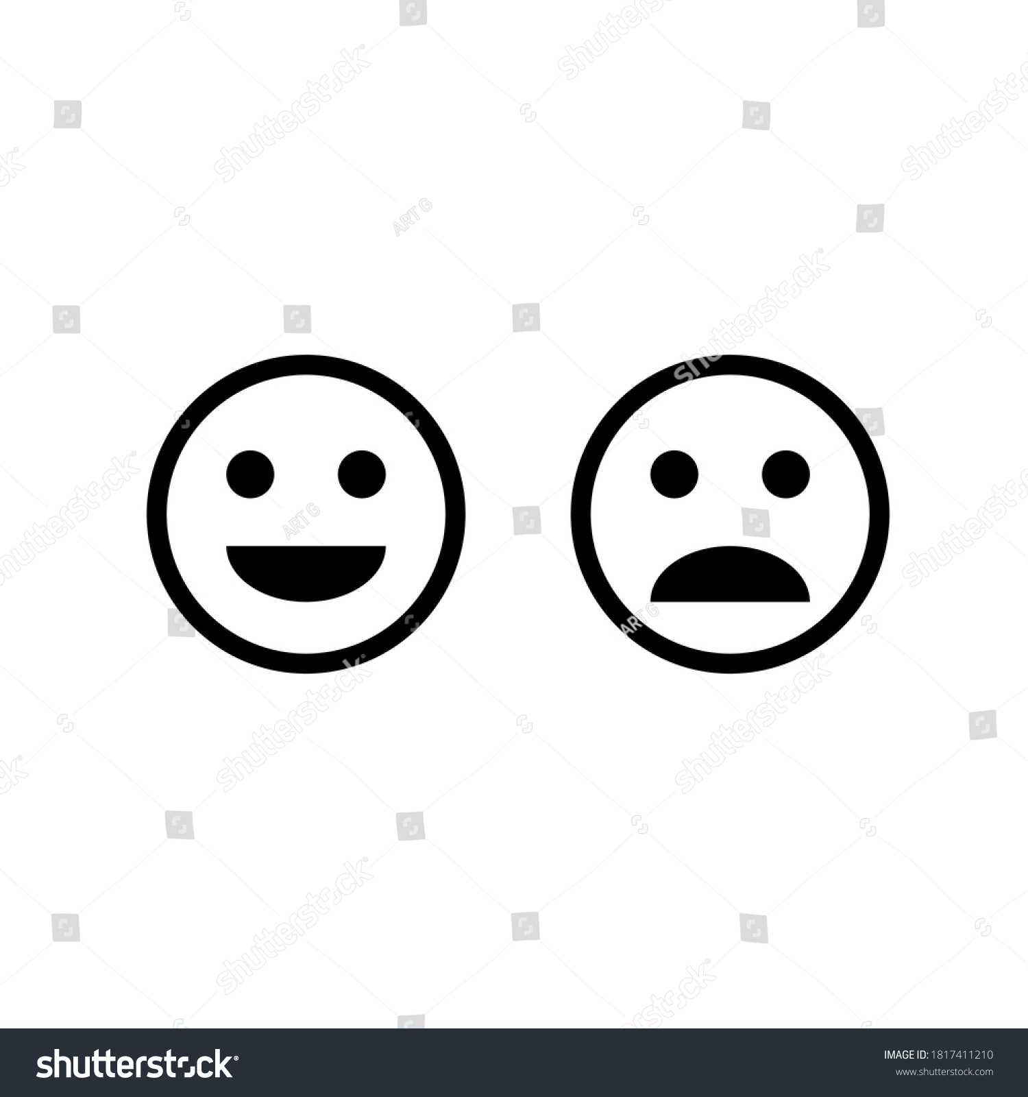 Icons. Good and bad mood. Black and white vector - Royalty Free Stock ...