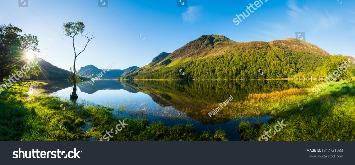Sunrise panorama of Buttermere lake in the Lake District. England #1817721083