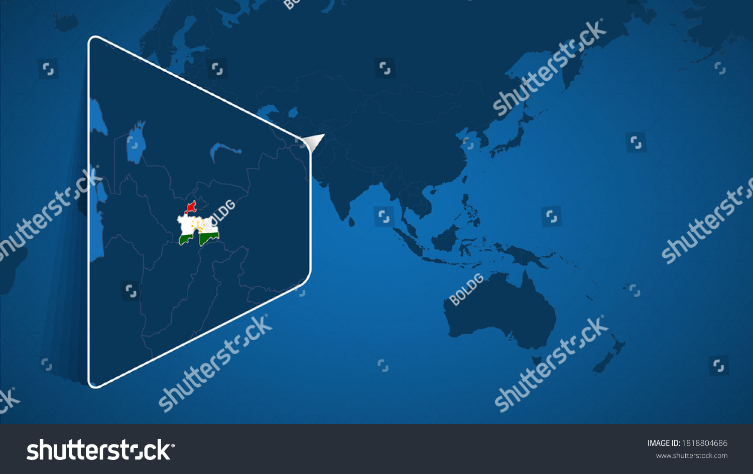 Location Of Tajikistan On The World Map With Royalty Free Stock   Avopix 1818804686 