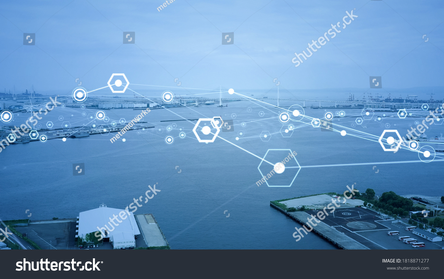 Ships and communication network concept. maritime traffic. #1818871277