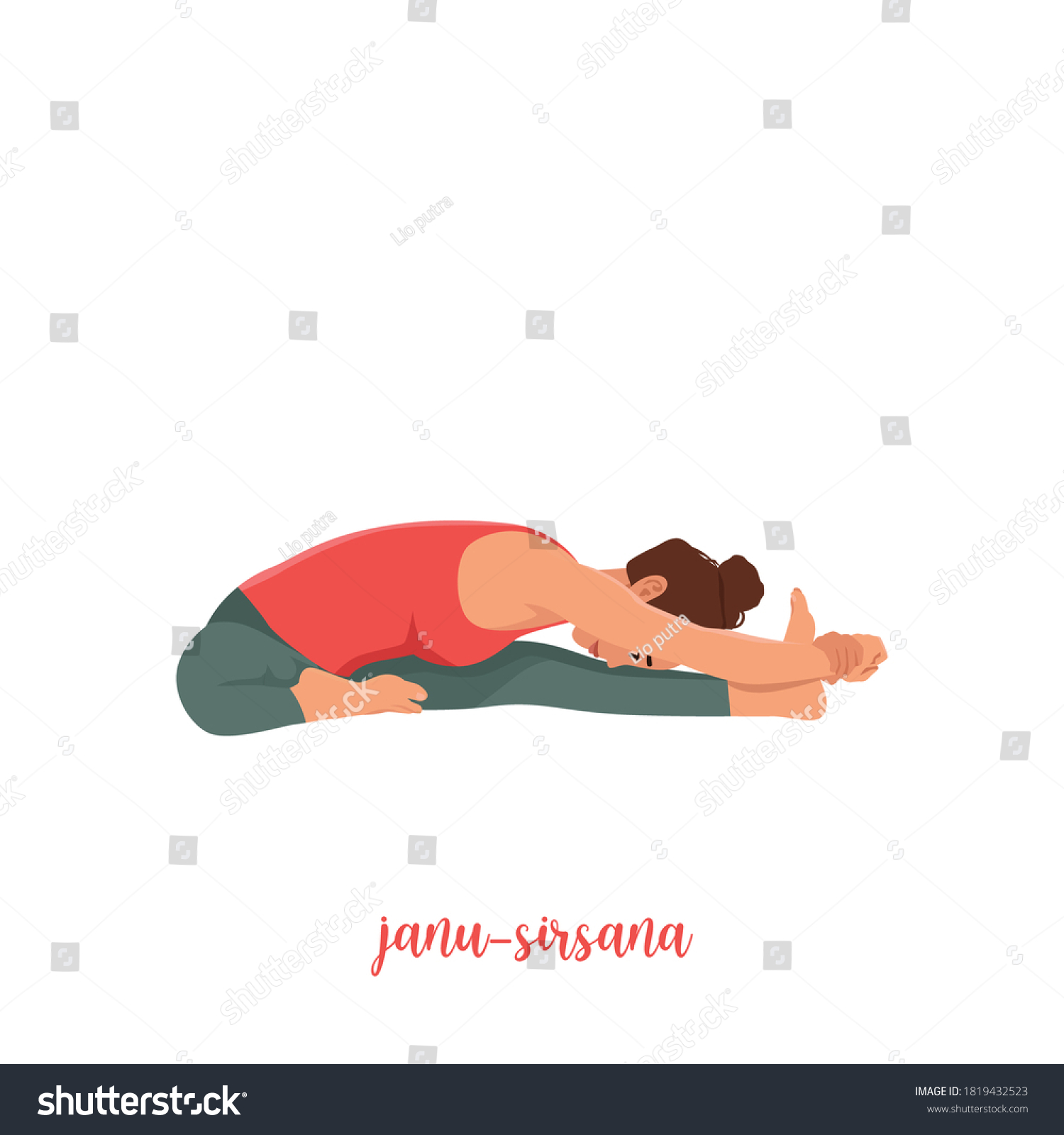 Woman Doing Yoga Janu Sirsasana Head To Knee - Royalty Free Stock ...