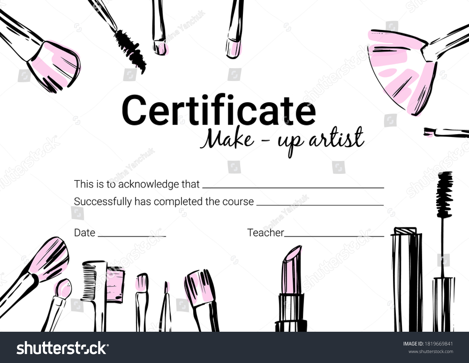 Makeup Artist Certificate Certificate design Royalty Free Stock Makeup Artist Certificate Certificate design Royalty Free Stock