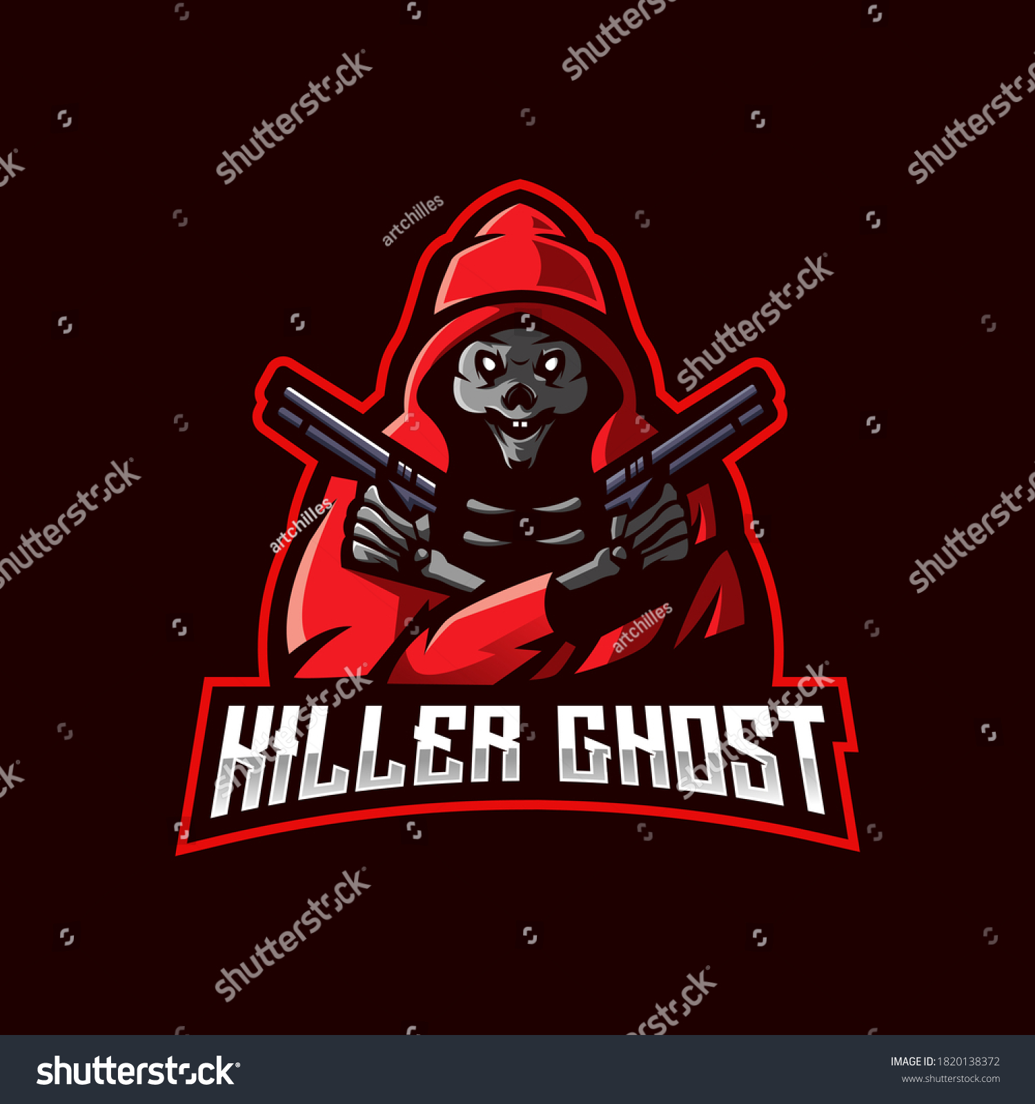 Killer Ghost e-Sport Mascot Logo Design - Royalty Free Stock Vector ...