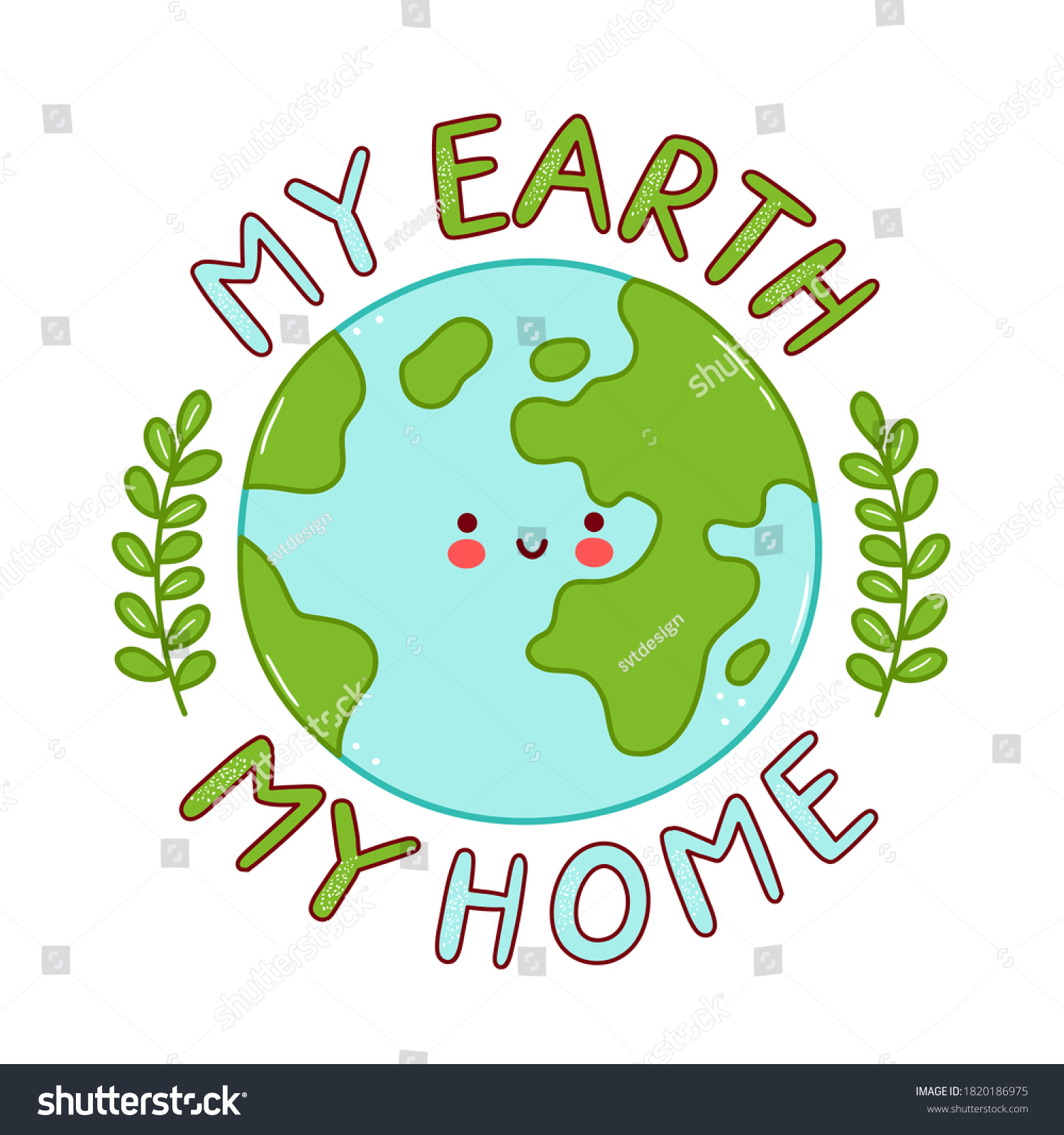 Cute Happy Funny Earth Planet Character Vector Royalty Free Stock