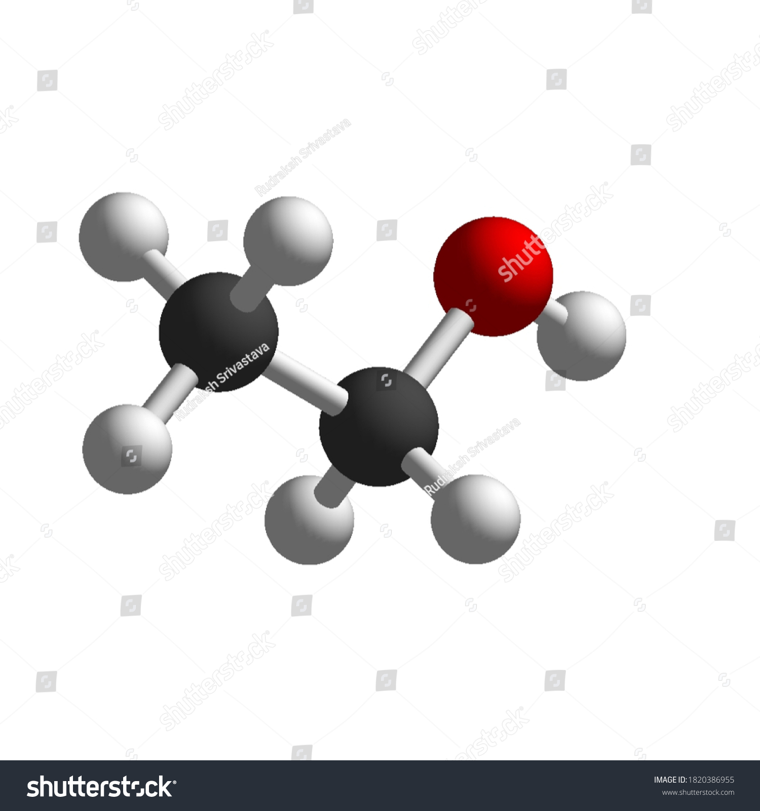 Ethanol Molecule Ball Stick Model Molecular Royalty Free Stock Vector 1820386955