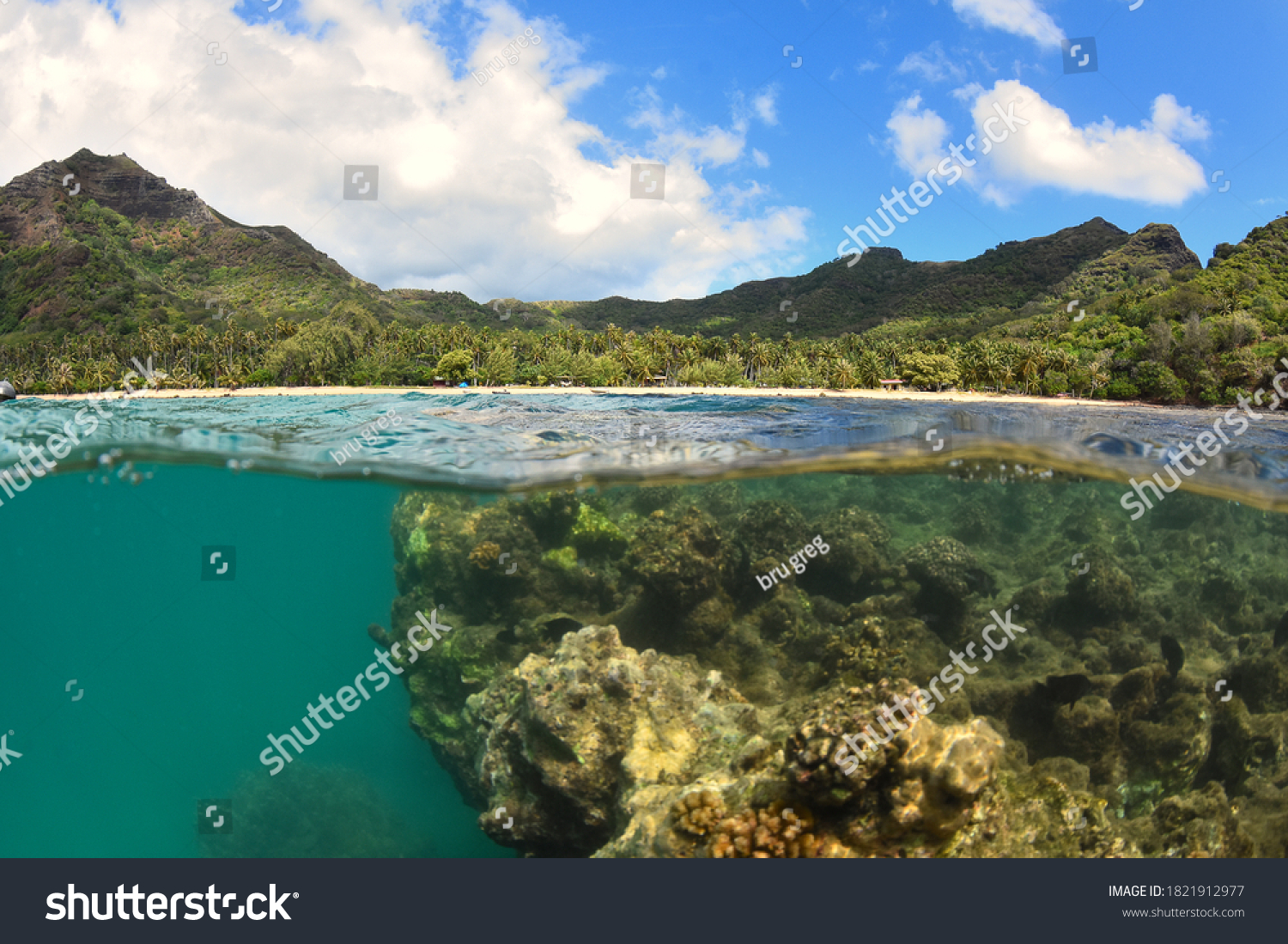 Underwater landscapes of anaho bay - nukuk hiva - Royalty Free Stock ...