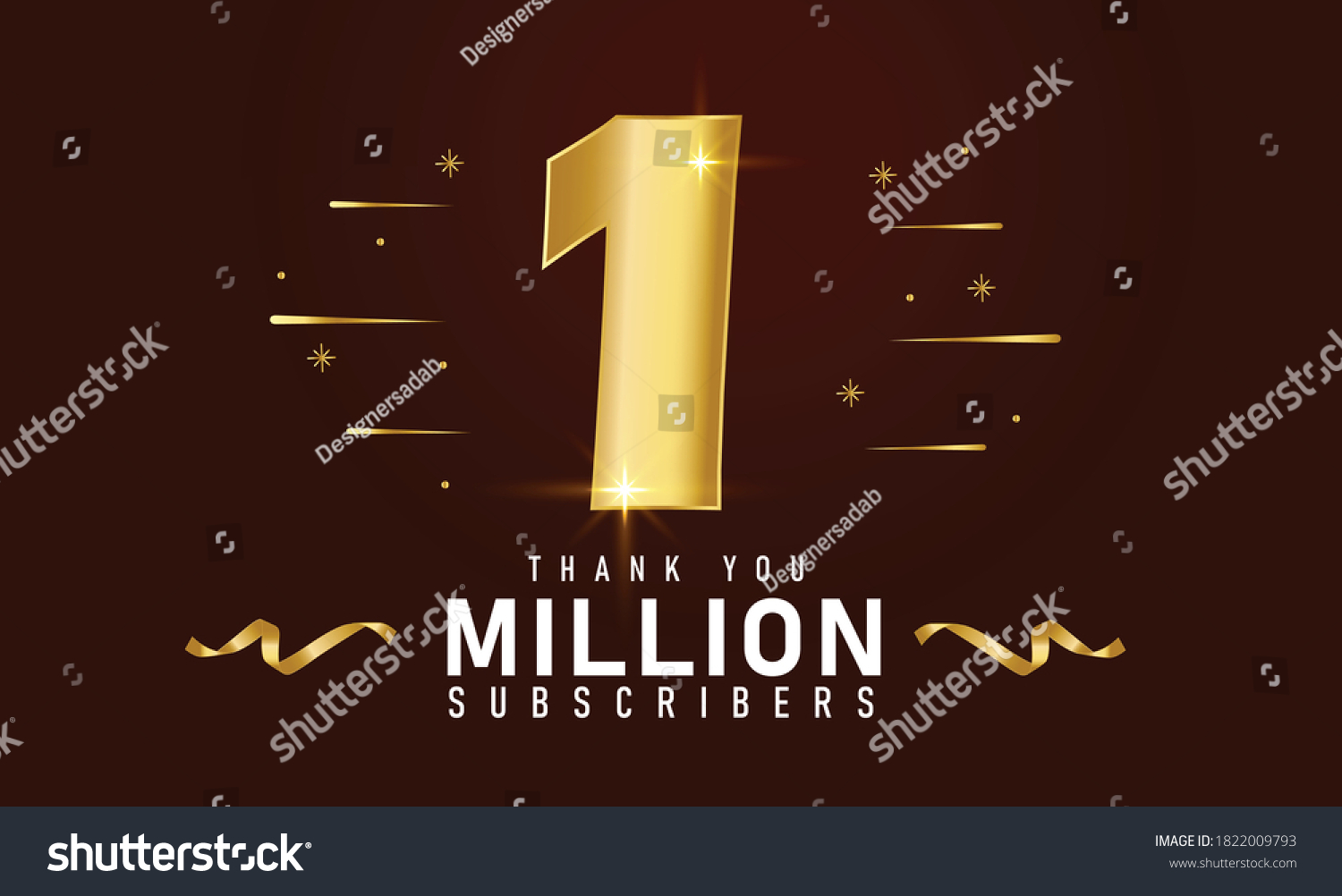 1M subscribers celebration background design. 1 Million subscribers #1822009793