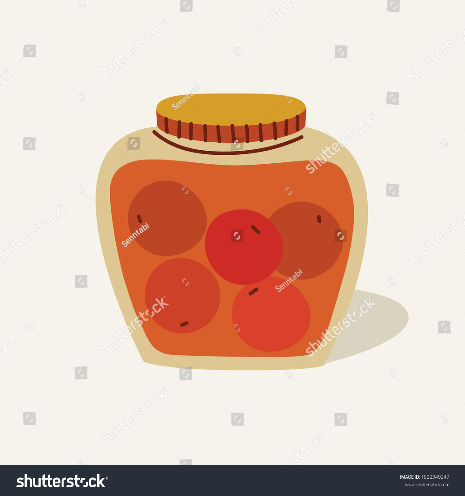 Jar of stewed apples. Sweet fruit jam. Cute hand - Royalty Free Stock ...