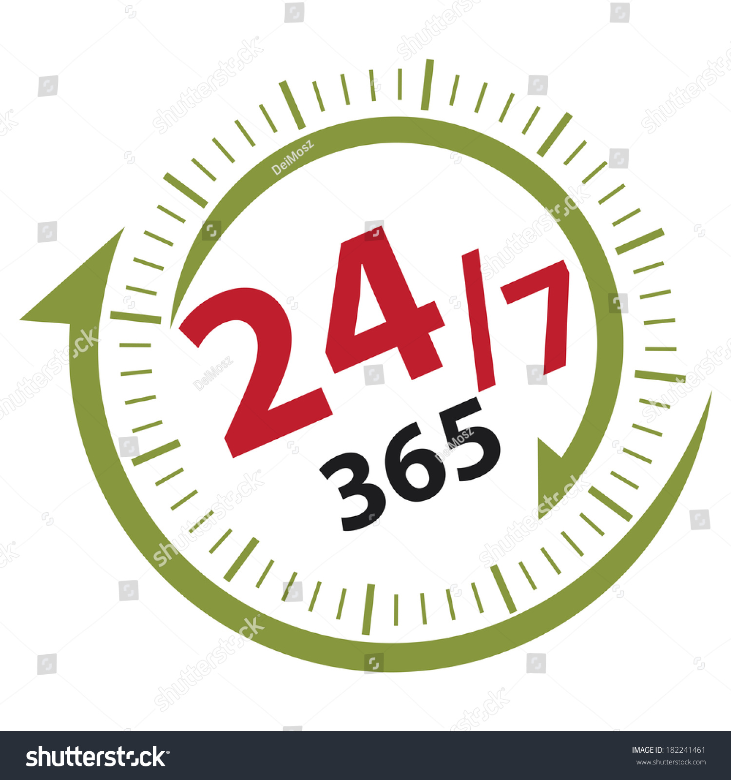 Green And Red 24 7 365 Days Icon Badge Label Royalty Free Stock Photo Avopix Com