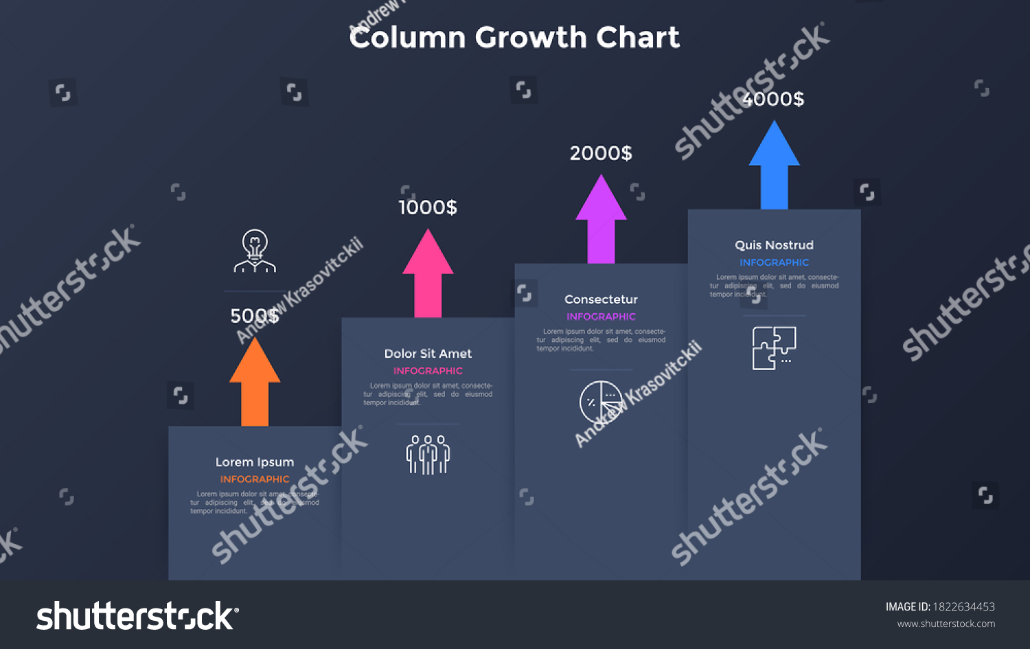 Ascending bar chart with 4 paper black columns - Royalty Free Stock