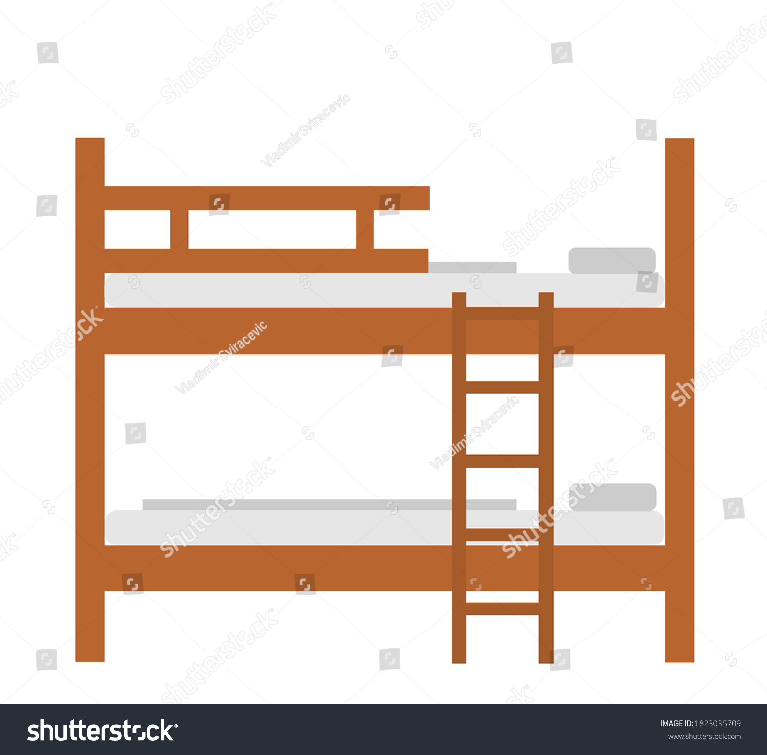 Bunk Bed Vector Illustration Isolated On White Royalty Free Stock