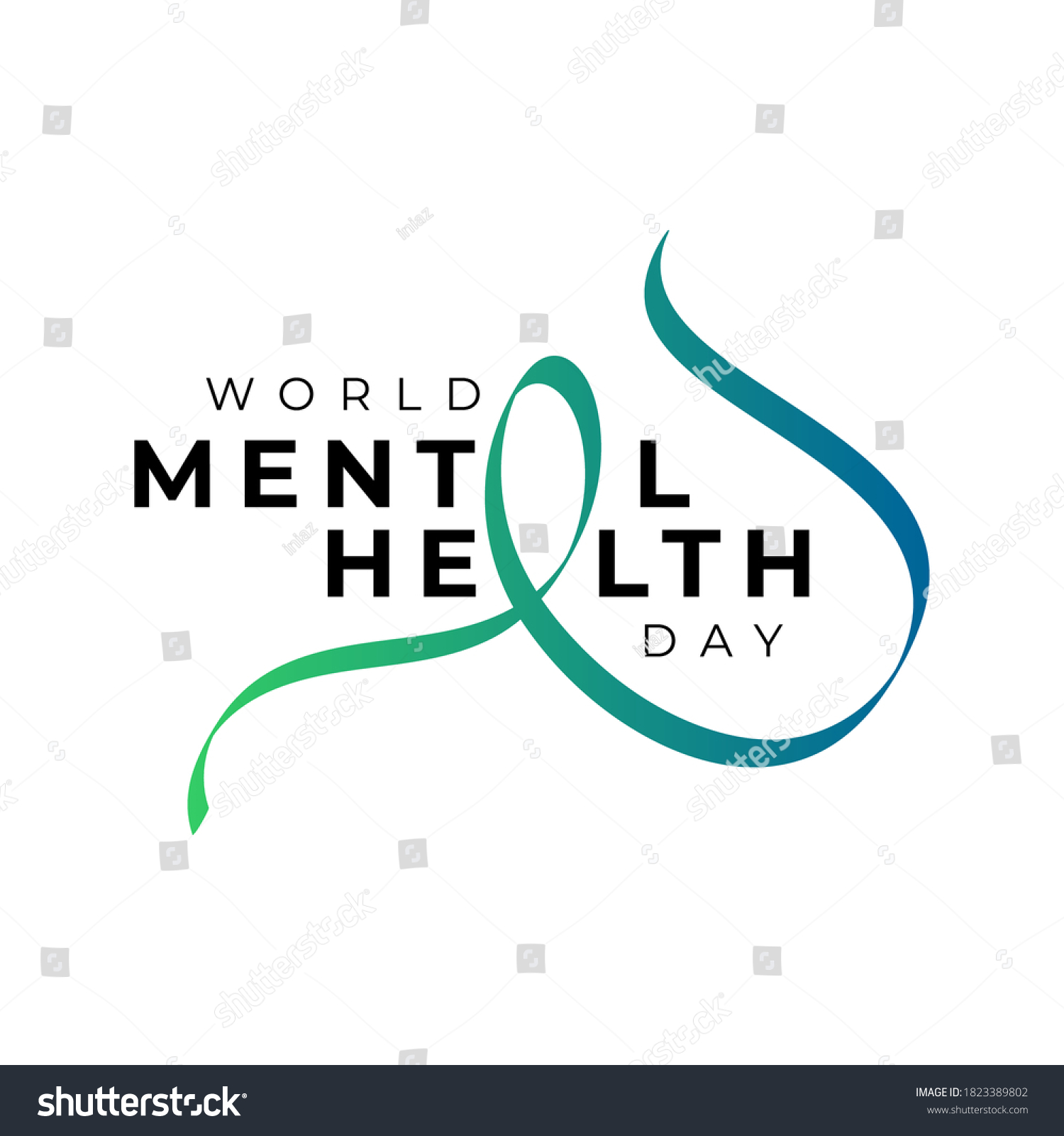 Design for World mental health day. Annual campaign. Raising awareness of mental health. Control and protection. Medical health care design. #1823389802