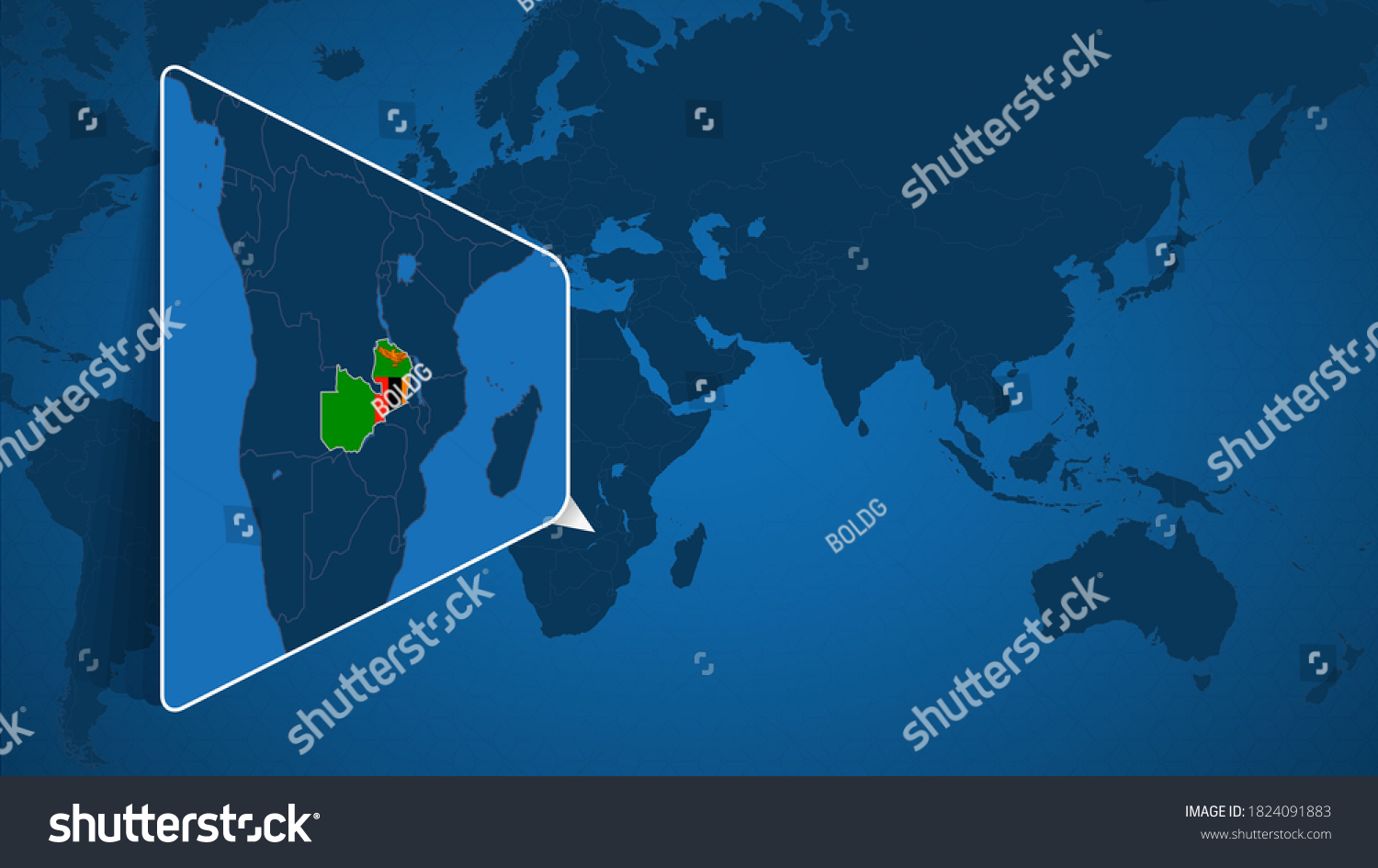 Location Of Zambia On The World Map With Royalty Free Stock Vector   Avopix 1824091883 