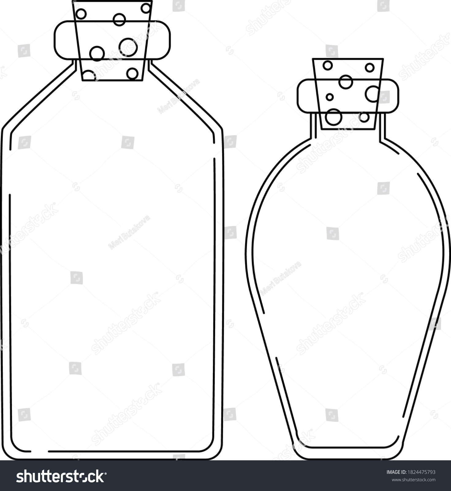 Square And Oval Flask Vector Graphic Jar With Royalty Free Stock