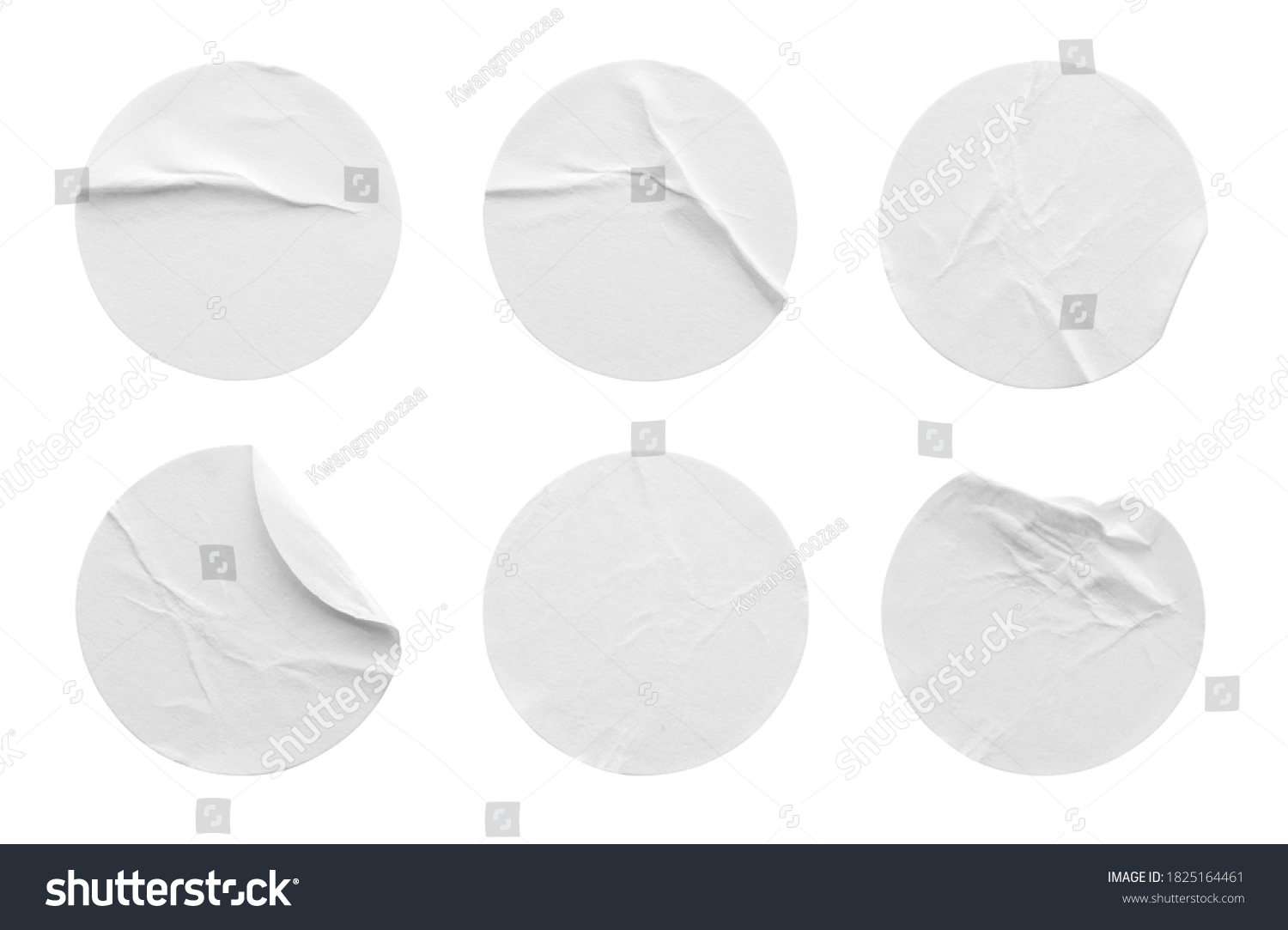 Blank white round paper sticker label set collection isolated on white background with clipping path #1825164461
