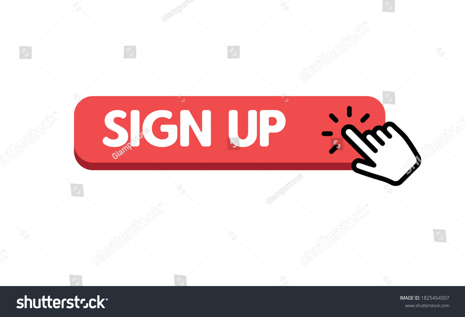 Sign up button with hand clicking icon. - Royalty Free Stock Vector ...