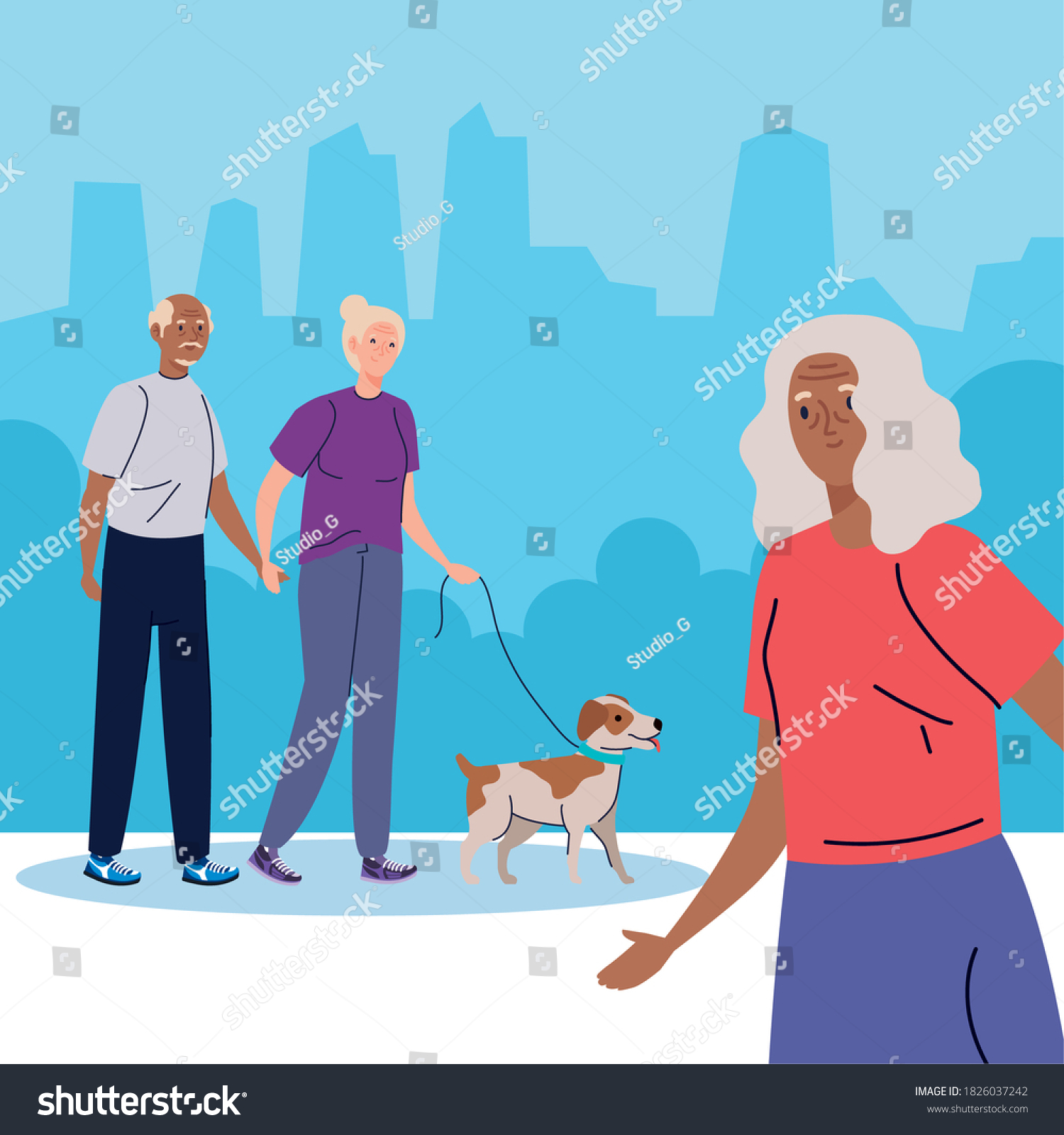 Senior Group People Doing Different Activities Royalty Free Stock