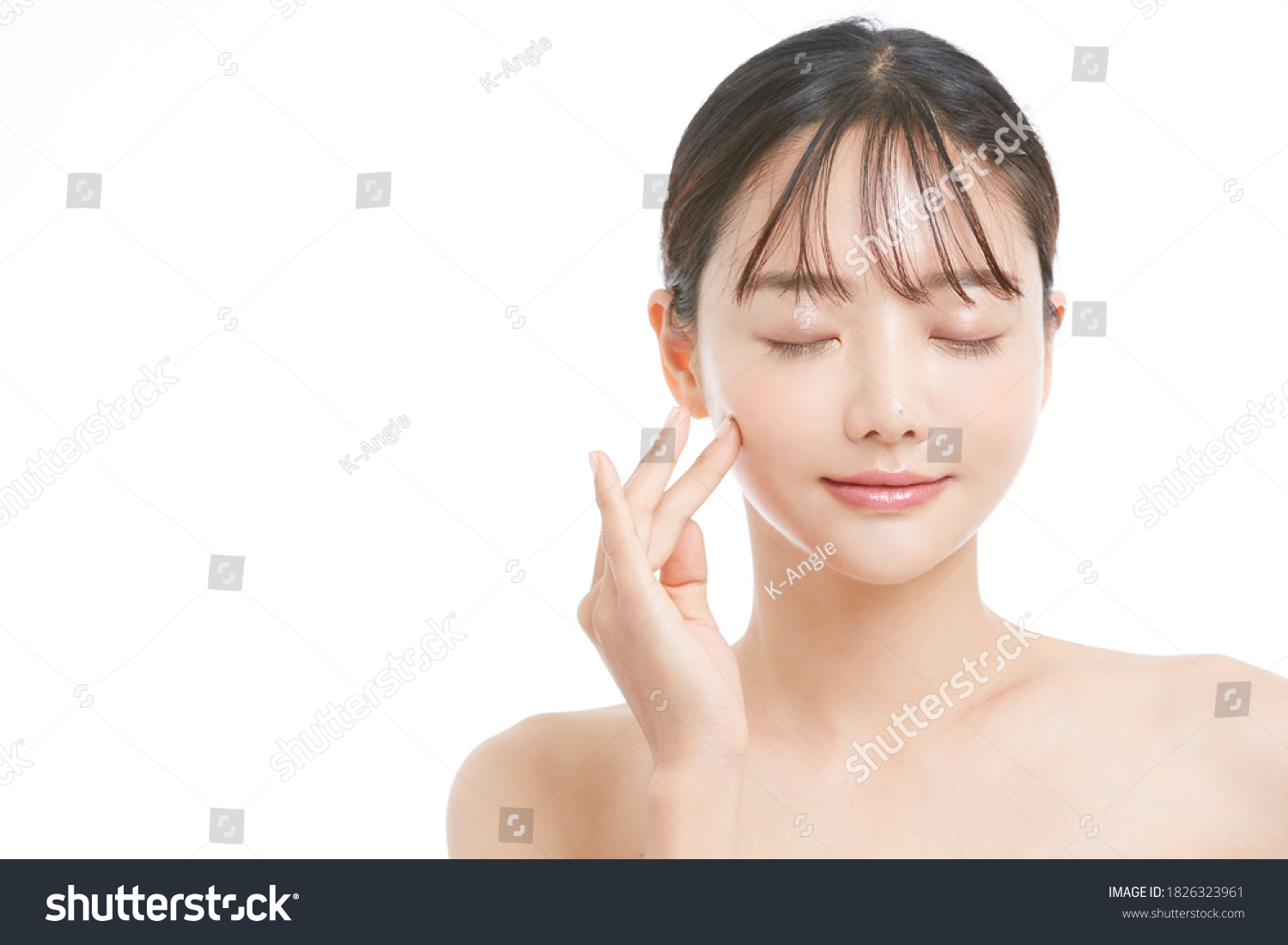Beauty portrait of young Asian woman on white background #1826323961