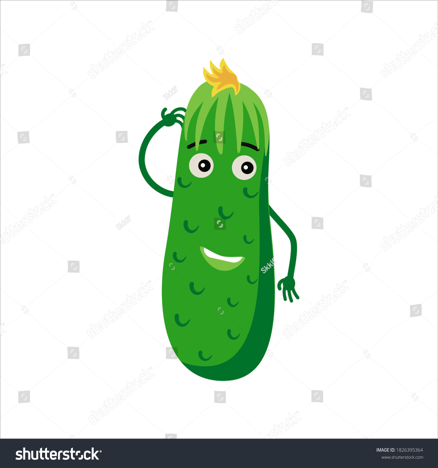 Cartoon cuke with eyes, mouth and hands on a - Royalty Free Stock ...