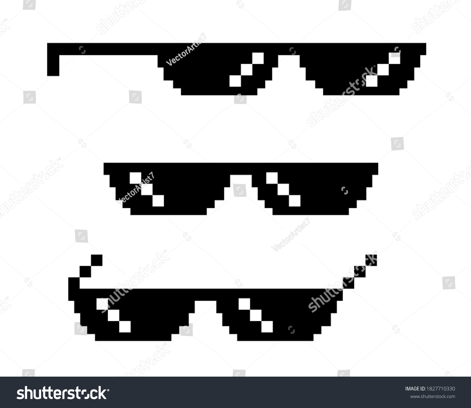 Thug Life Meme Sunglasses Cool Pixel Sunglasses Royalty Free Stock Vector 1827710330 1437