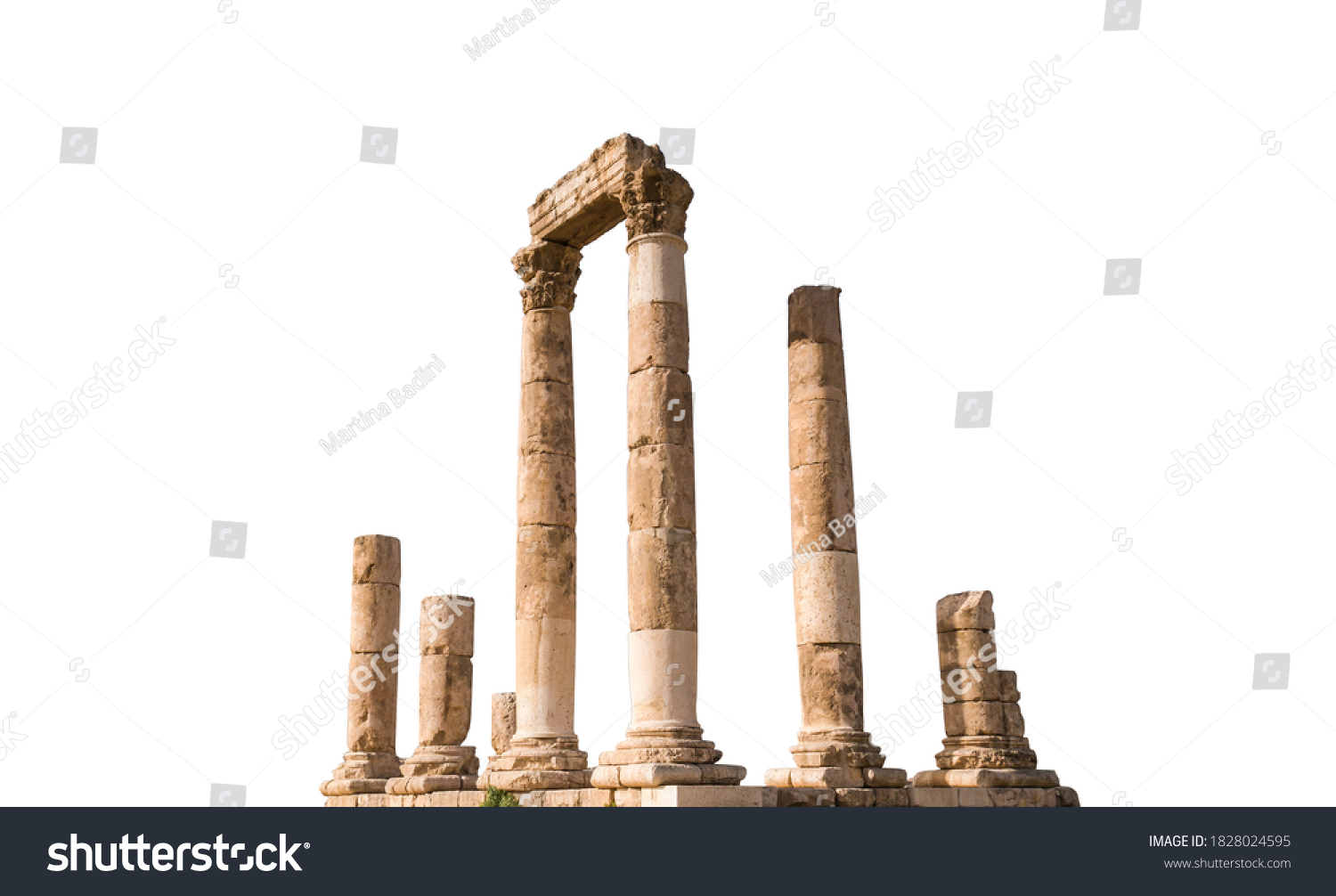 The Roman Temple of Hercules (Amman Citadel, Jordan) isolated on white background #1828024595