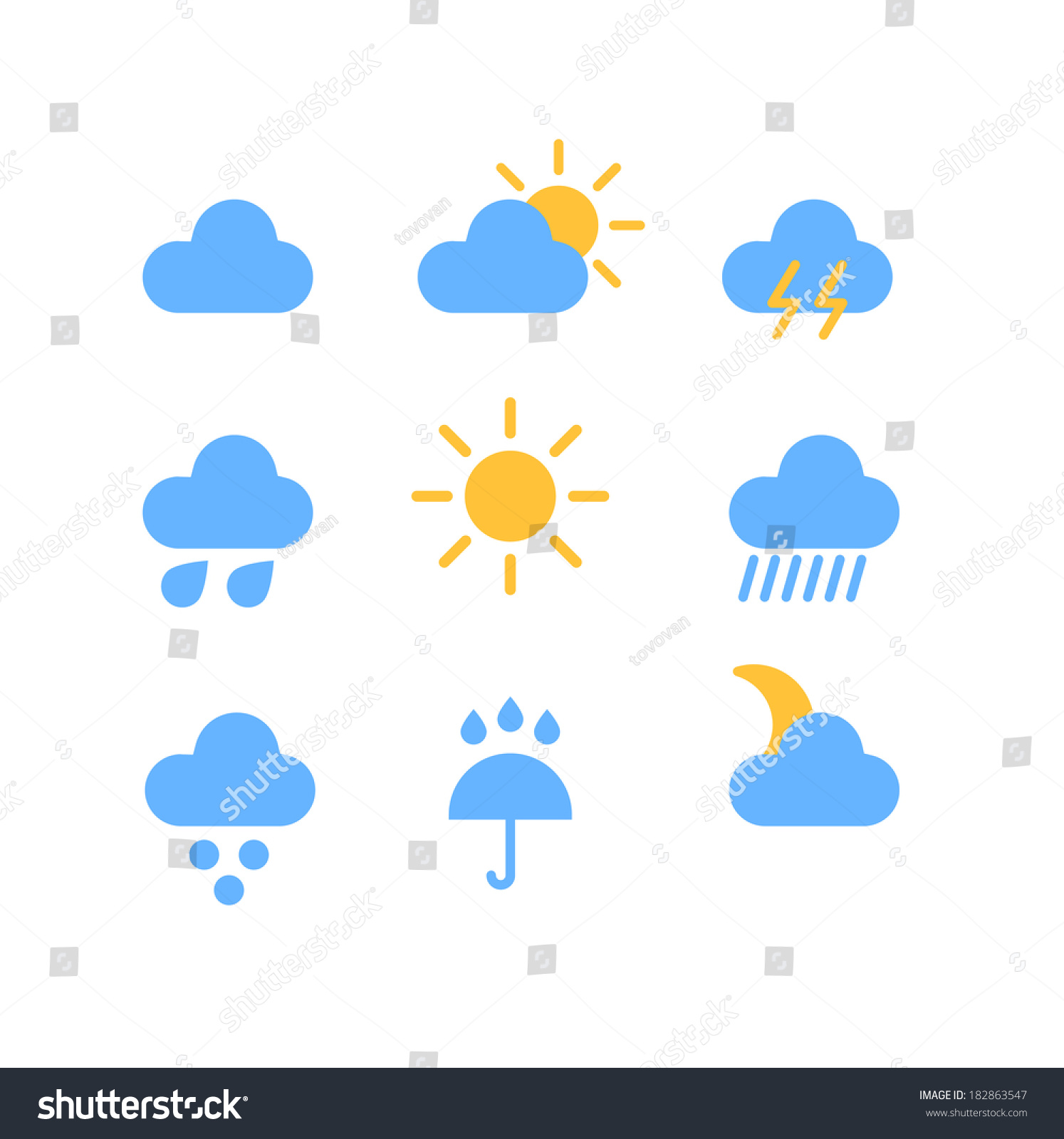 Weather forecast color web icons collection  #182863547