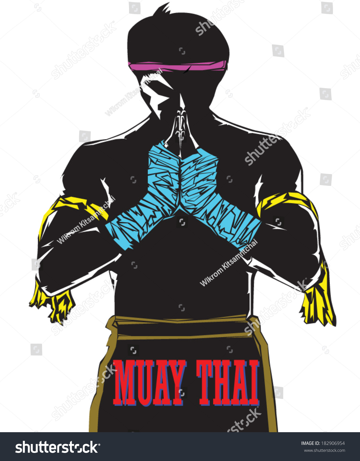 Black Silhouette Muaythai Character With Royalty Free Stock Vector 182906954 6440