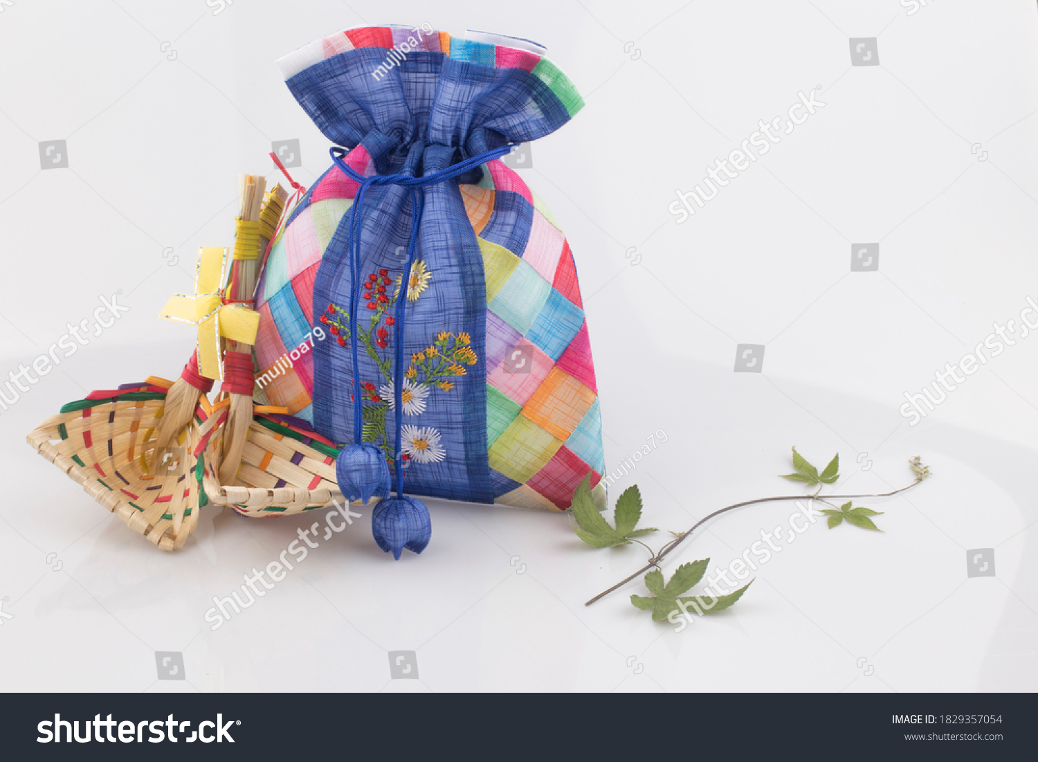 Korean traditional packaging and lucky bag on white backround. #1829357054