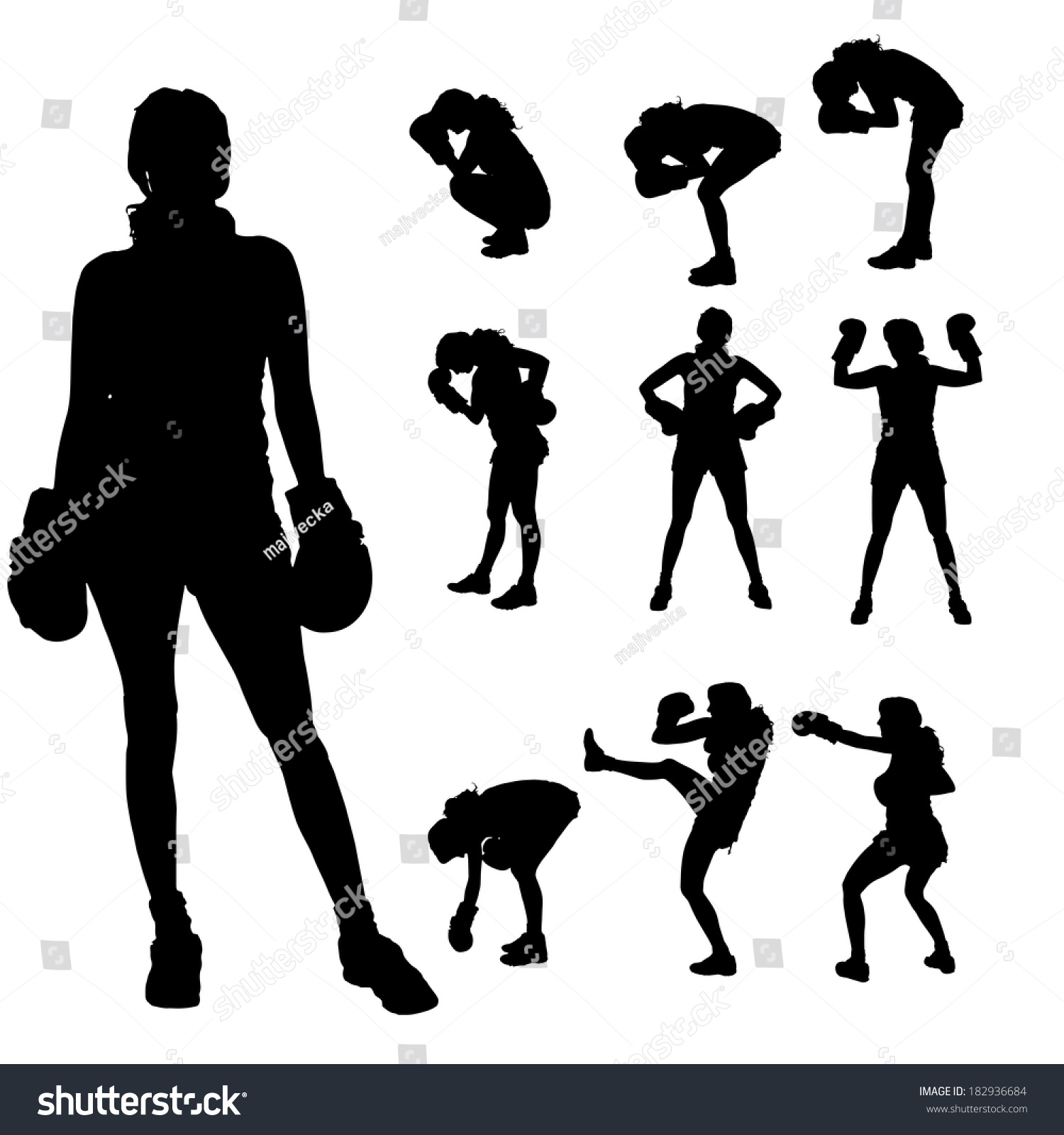 Vector silhouette of a people who boxes. - Royalty Free Stock Vector ...