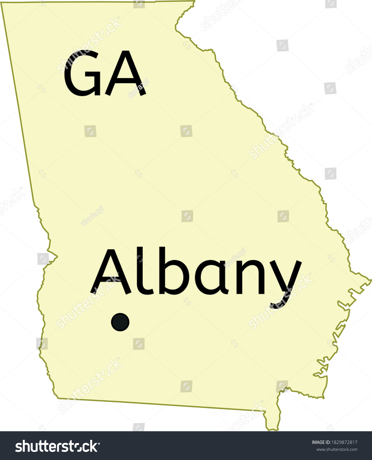Albany City Location On Georgia Map Royalty Free Stock Vector 1829872817 3559
