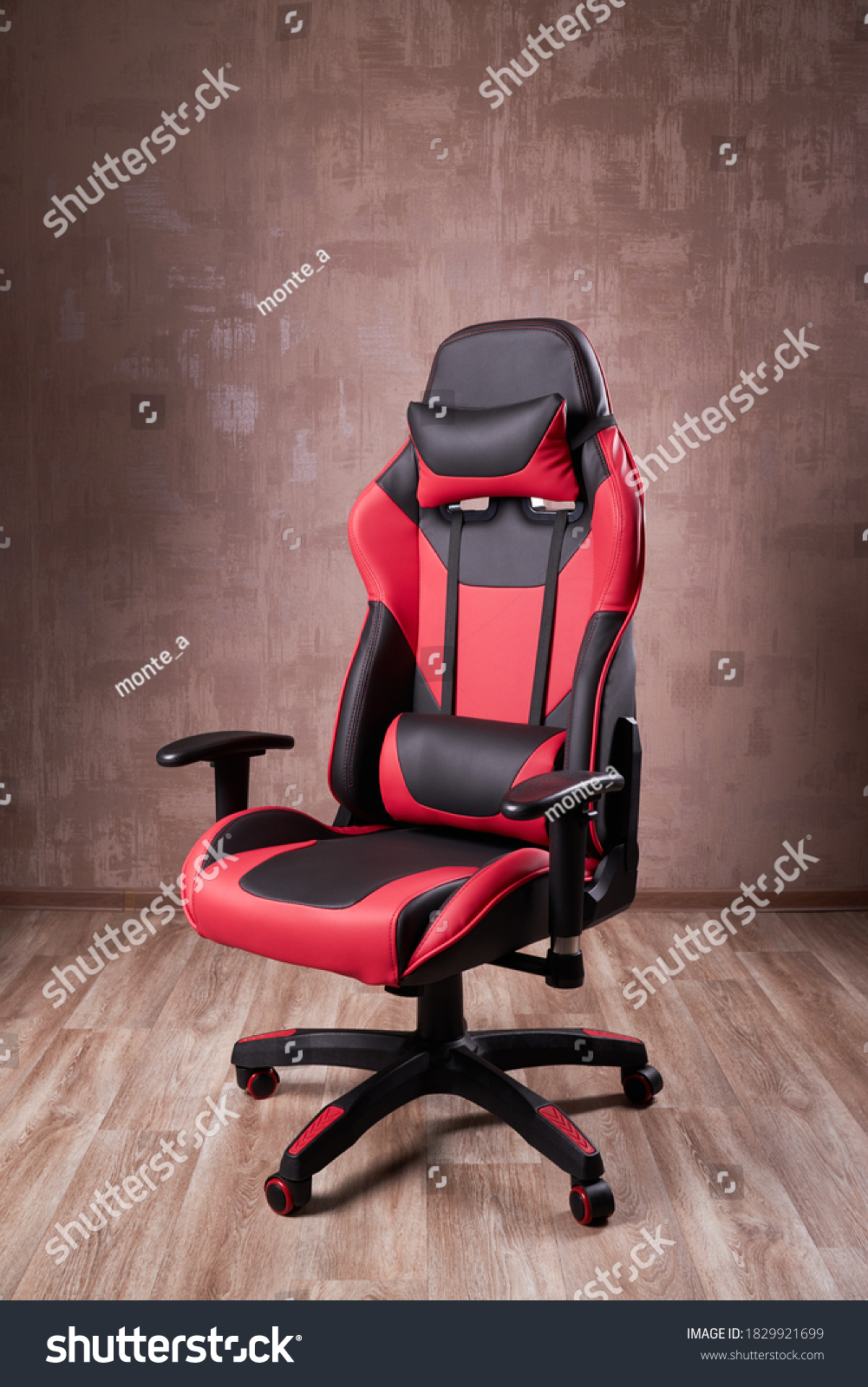 black and red comfortable gaming chair. furniture for computer gamers. #1829921699