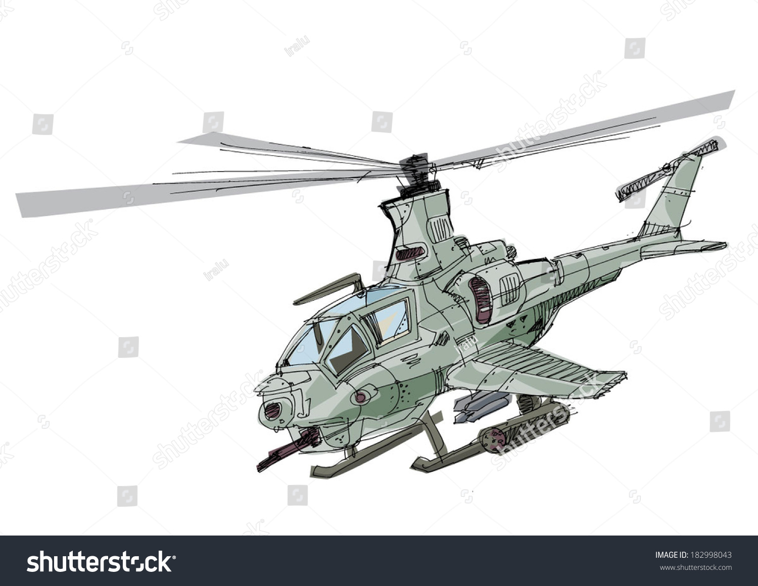 military helicopter - cartoon - Royalty Free Stock Vector 182998043 ...