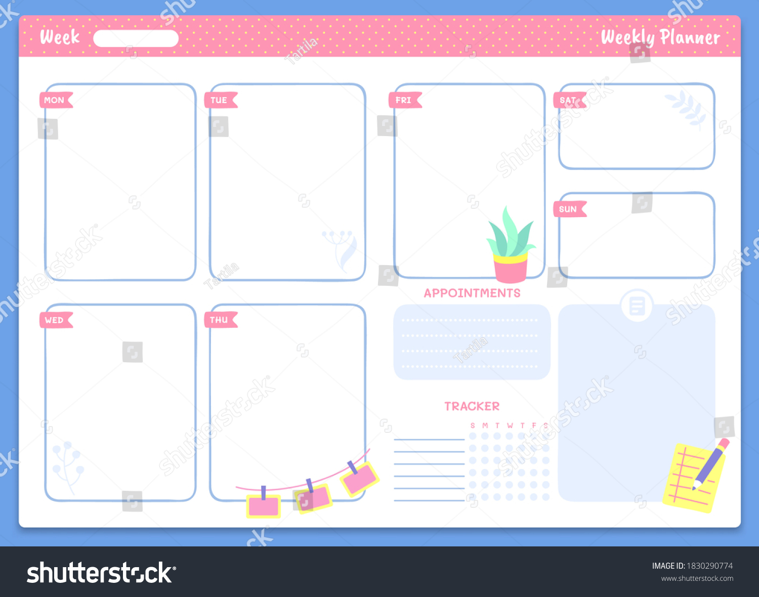 Weekly planner template. Appointments and - Royalty Free Stock Photo ...