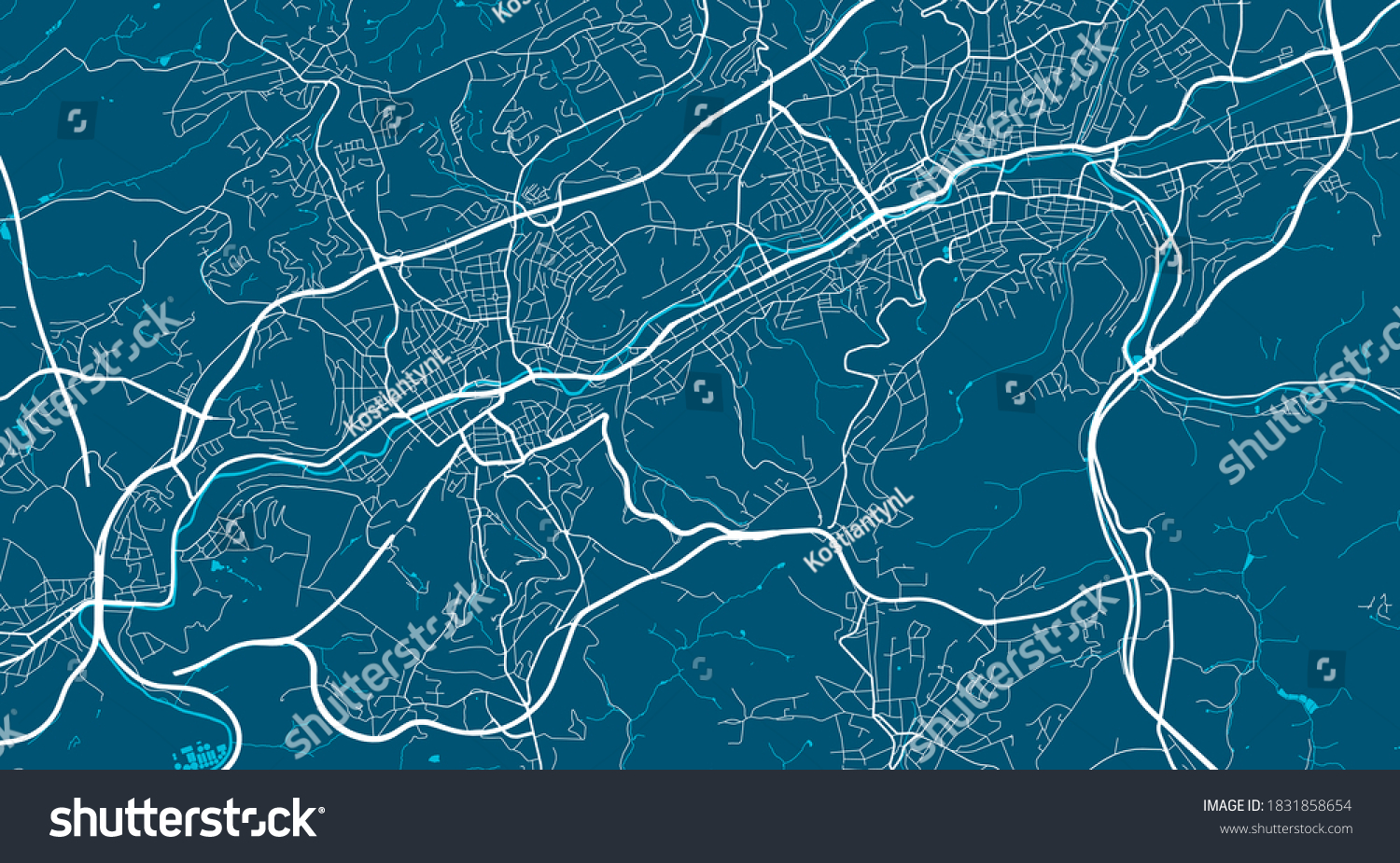 Detailed map of Wuppertal city administrative - Royalty Free Stock ...