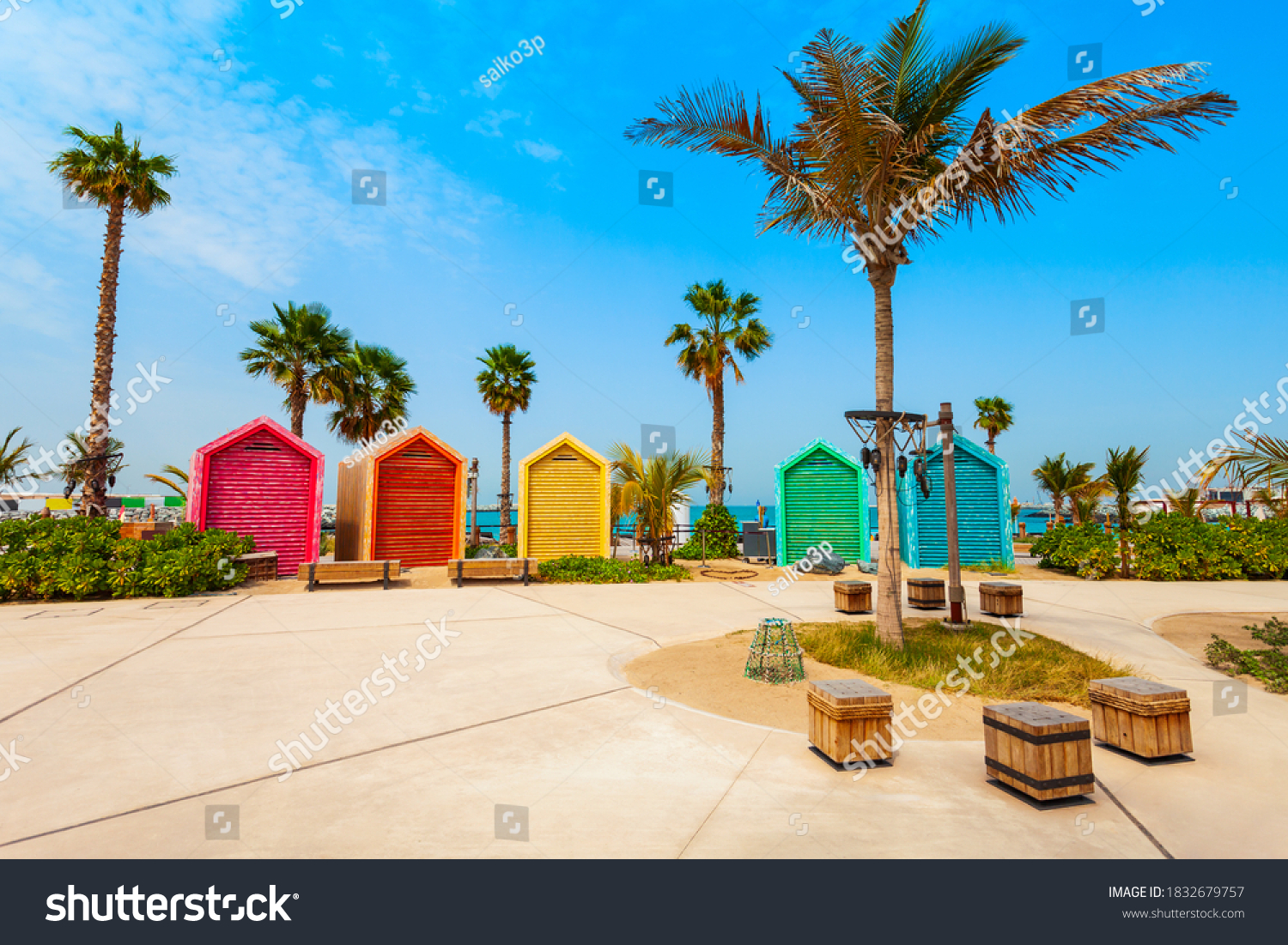 La Mer or Jumeira beach is a public beach in Dubai city in UAE #1832679757