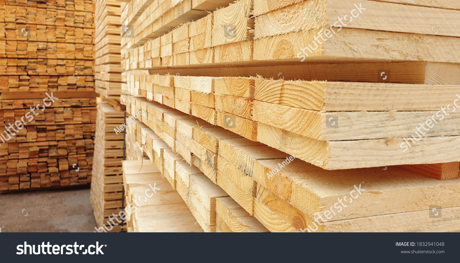 Raw wood drying in the lumber warehouse #1832941048