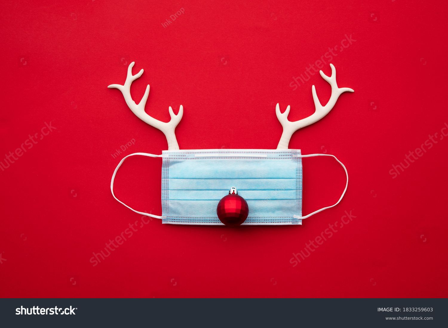 Festive christmas reindeer made from face mask and decorations #1833259603