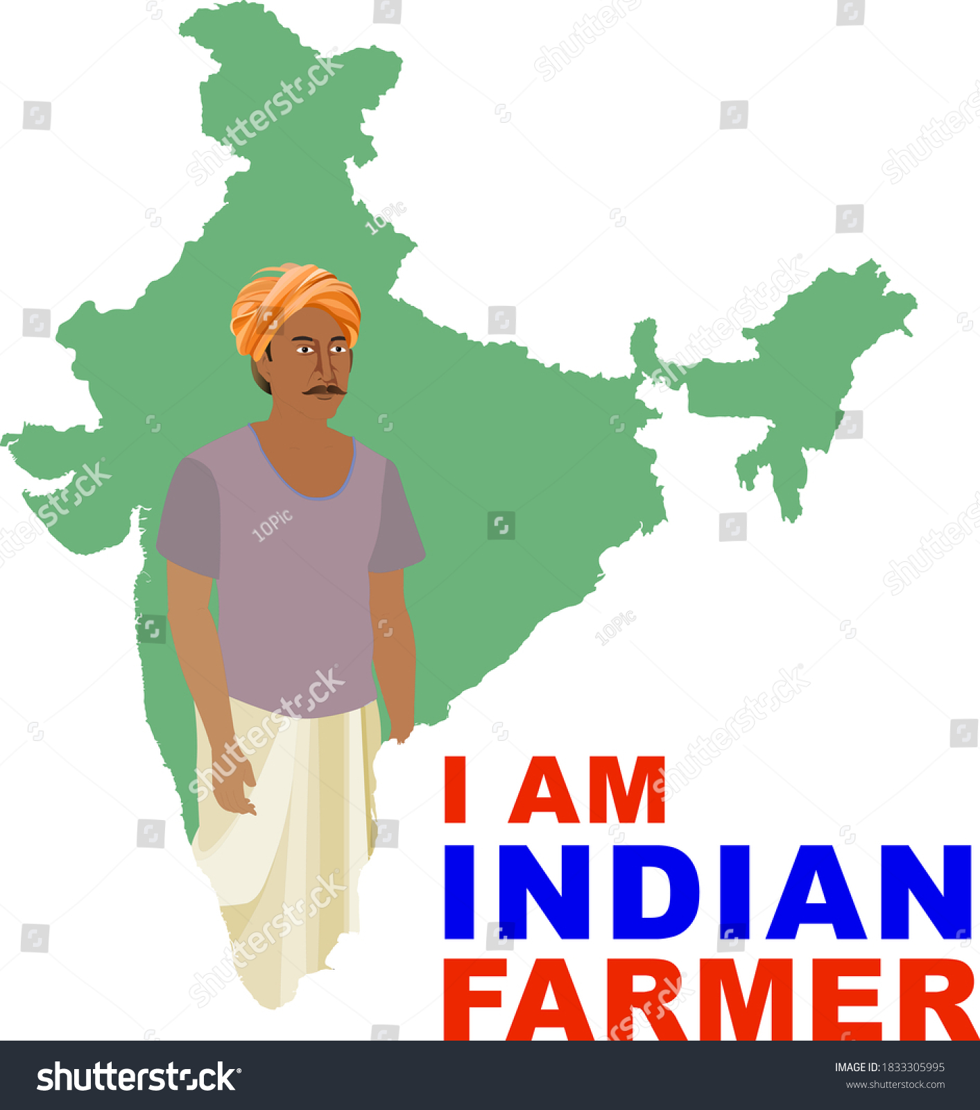 I am Indian Farmer, India map on Illustration of - Royalty Free Stock ...