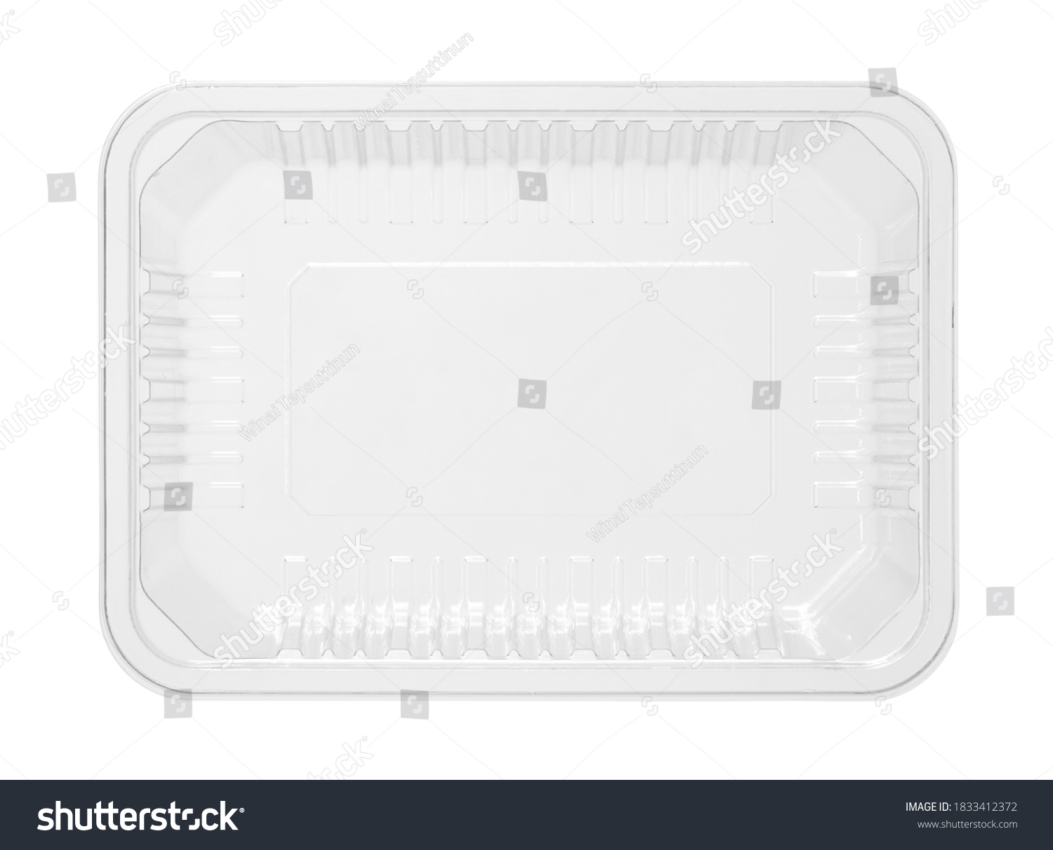 Plastic food box disposable top view (with clipping path) isolated on white background #1833412372
