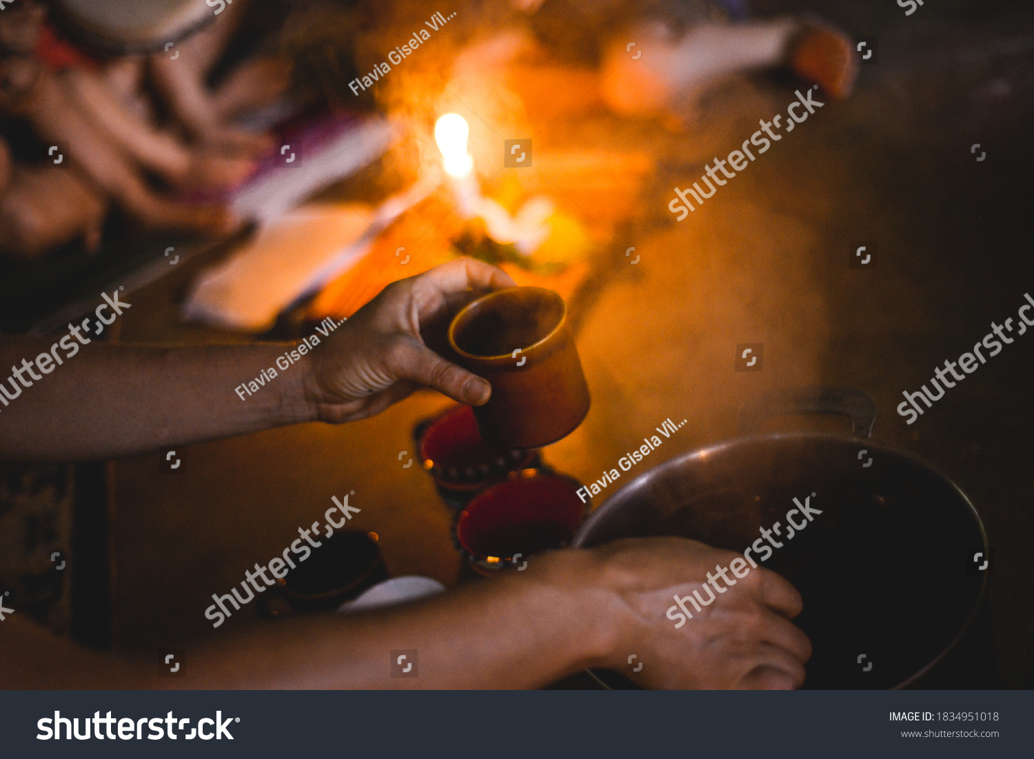 cacao ceremony with fire and smoke #1834951018