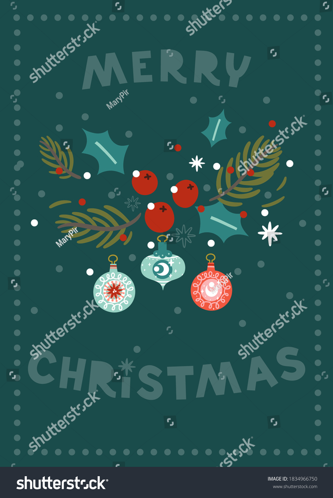 Merry Christmas greeting card with fir tree - Royalty Free Stock Vector ...