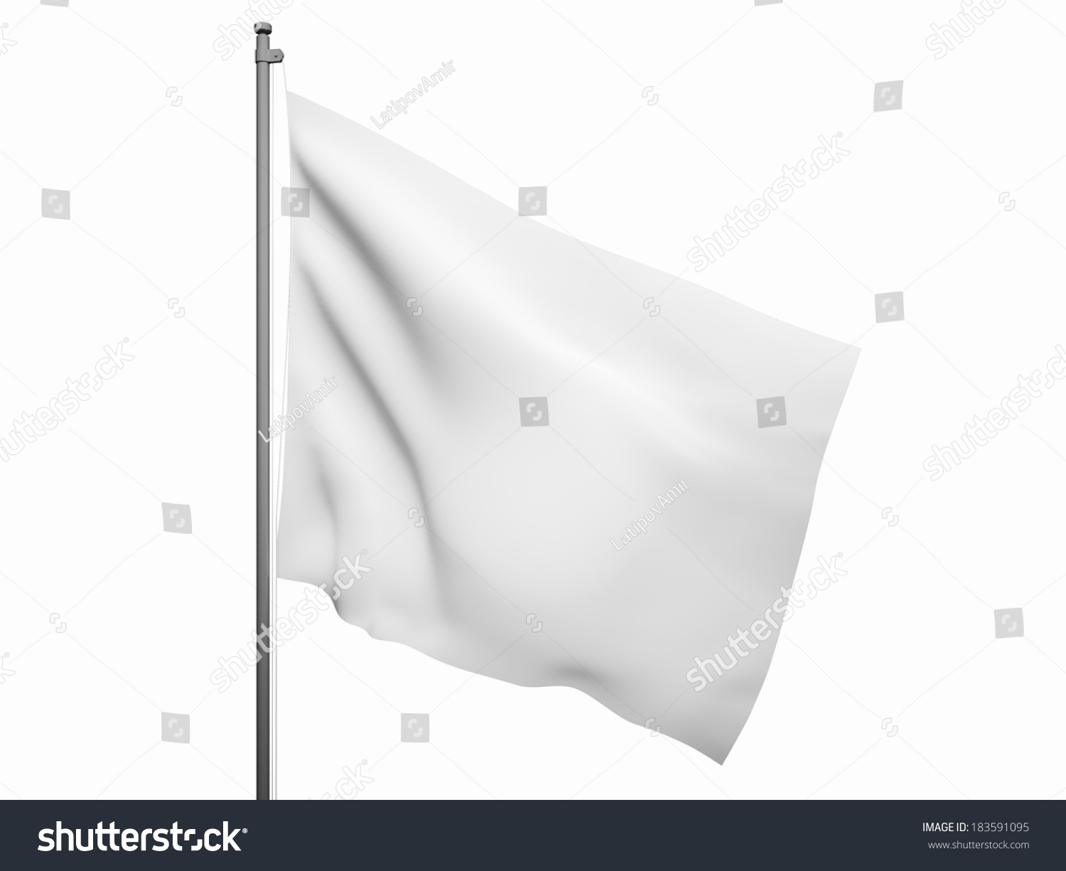 Blank white flag. 3d render isolated on white background #183591095