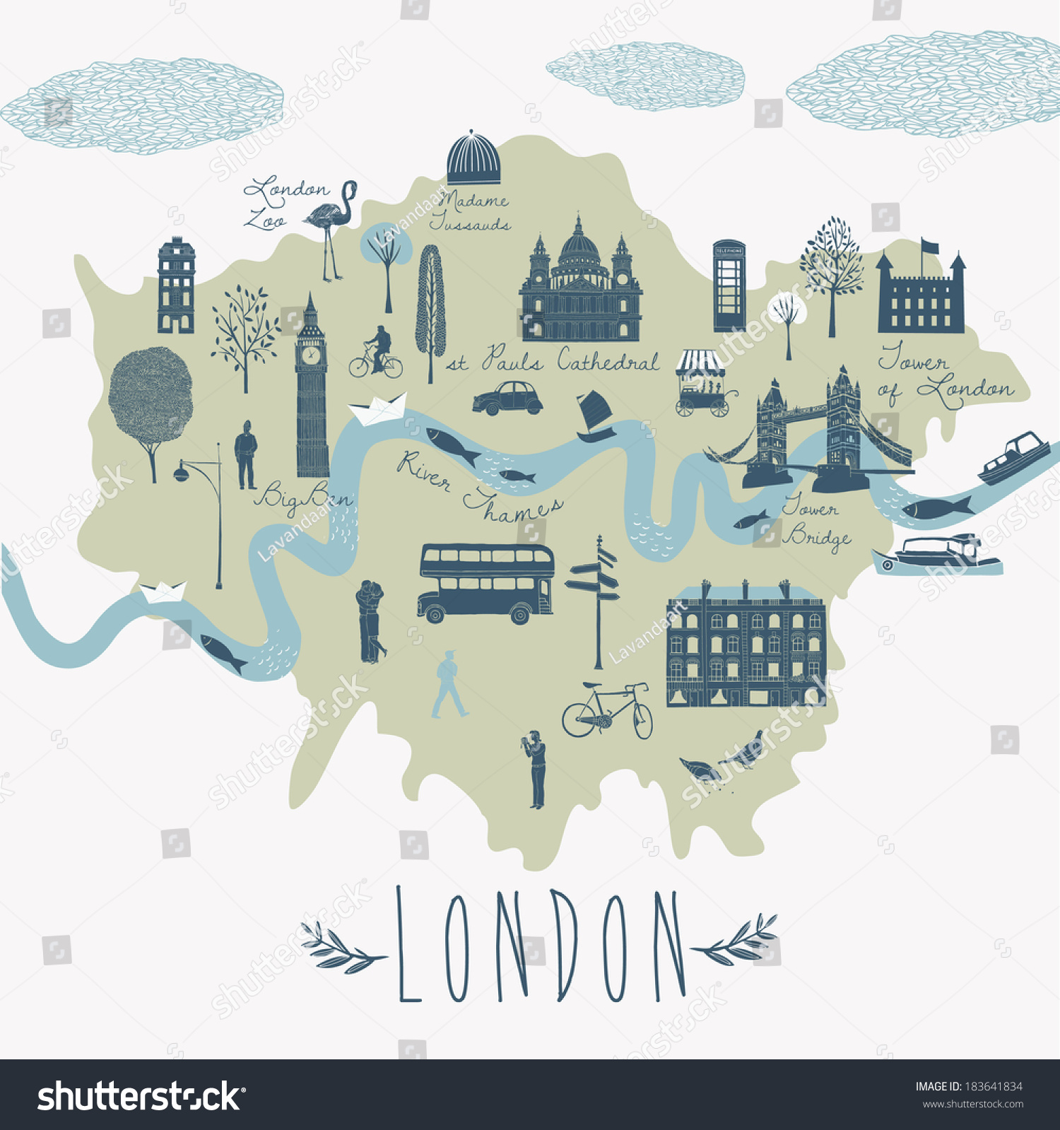 Map of London Attractions #183641834