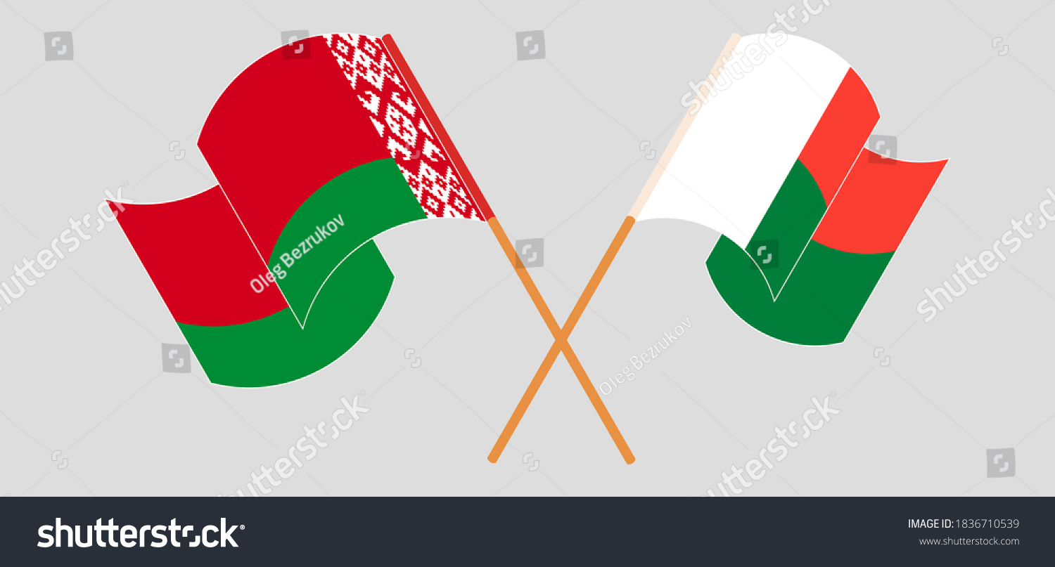 Crossed and waving flags of Madagascar and - Royalty Free Stock Vector ...